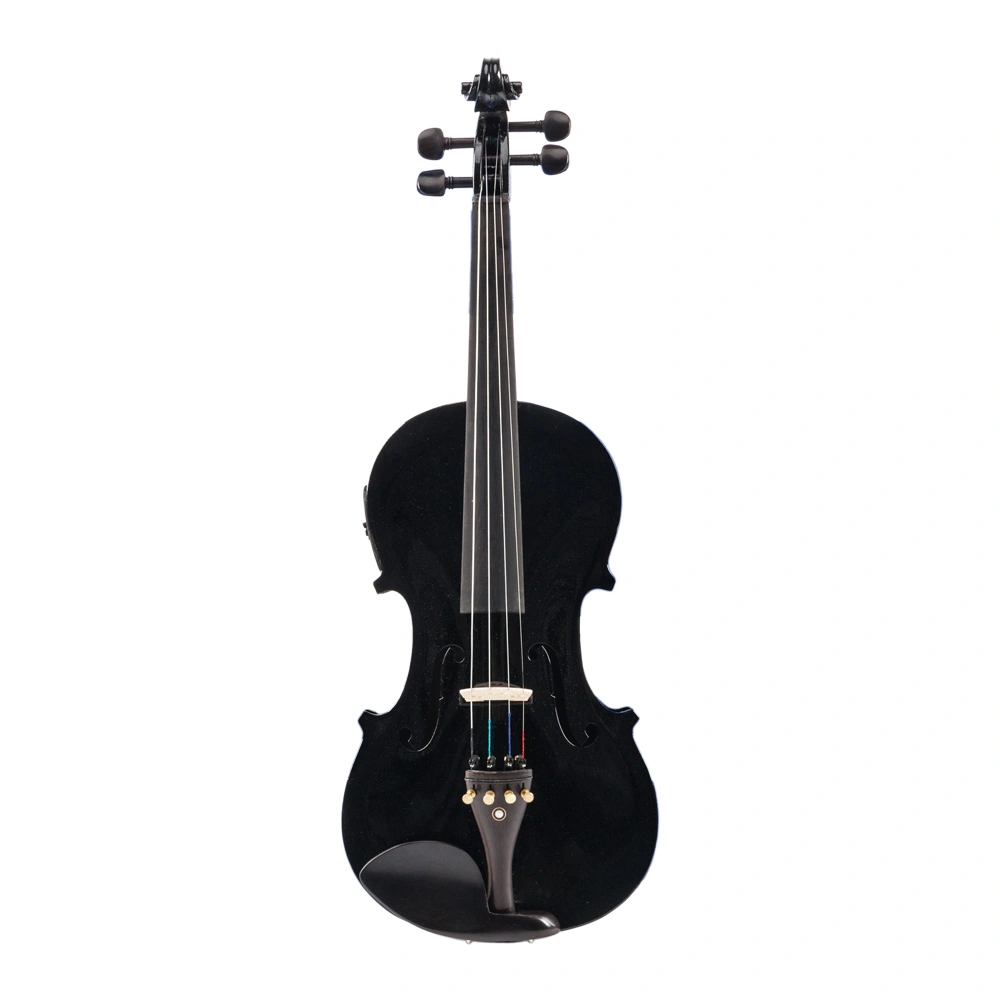 GV102 4/4 Solid Wood EQ Violin Case Bow Violin Strings Shoulder Rest Electronic Tuner Connecting Wire Cloth Black view 16