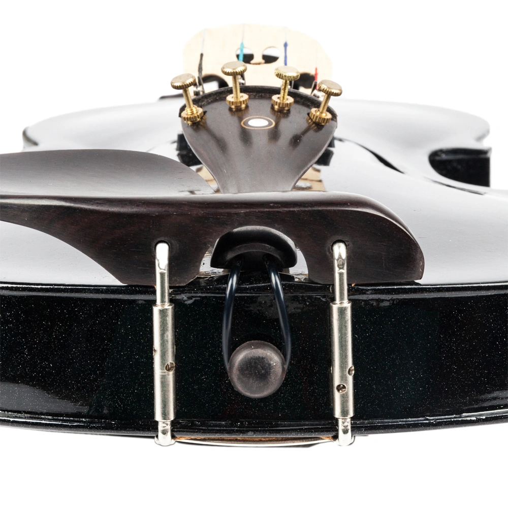 GV102 4/4 Solid Wood EQ Violin Case Bow Violin Strings Shoulder Rest Electronic Tuner Connecting Wire Cloth Black view 7