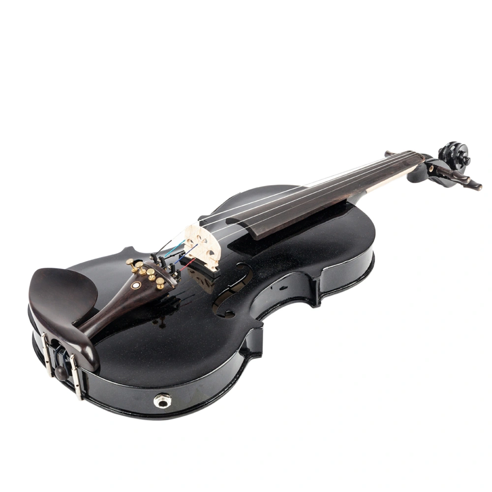 GV102 4/4 Solid Wood EQ Violin Case Bow Violin Strings Shoulder Rest Electronic Tuner Connecting Wire Cloth Black view 9