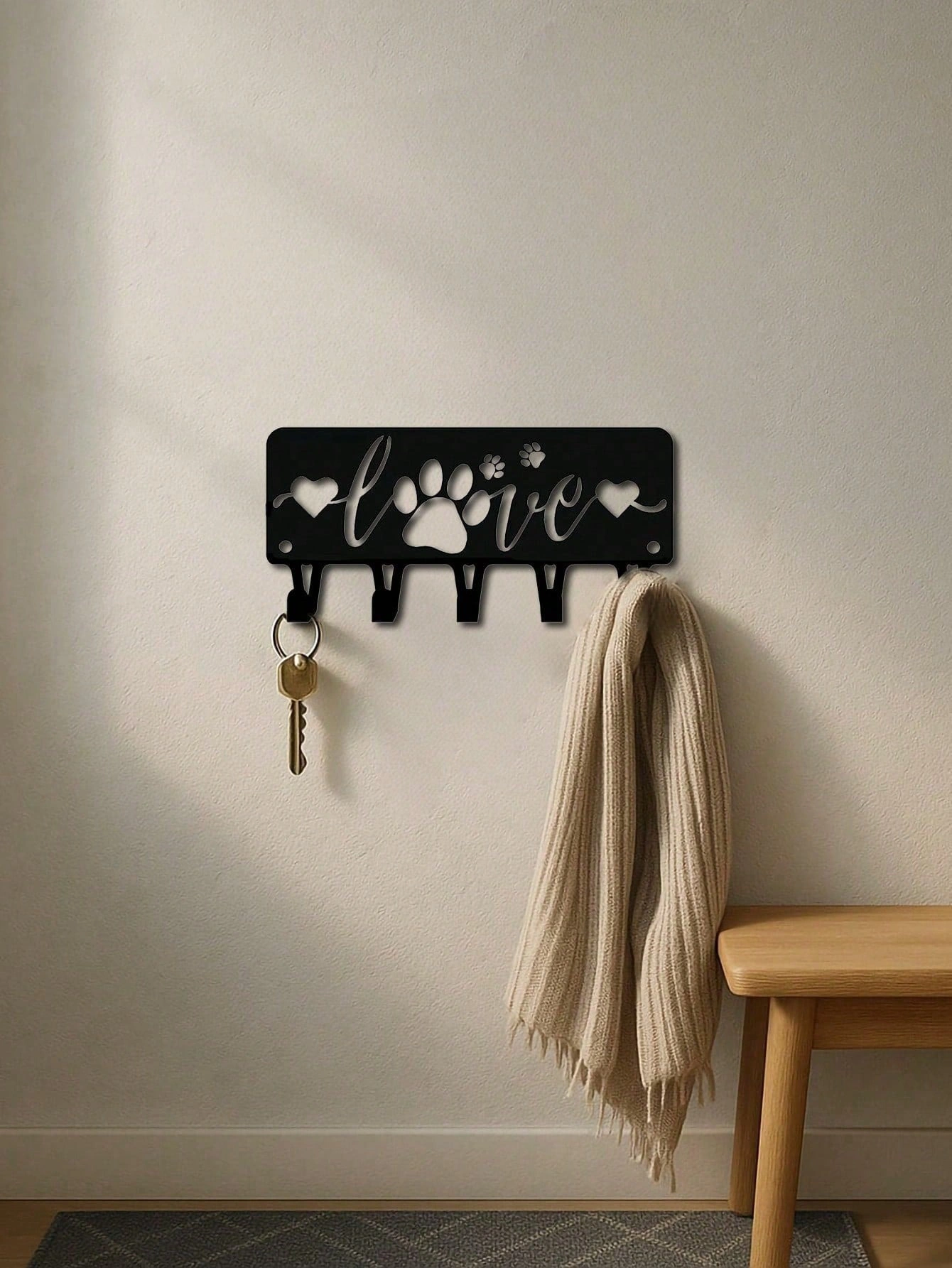 CIFbuy Modern Puppy Wall Key Holder Hooks Set for Keys Coats Towels Entryway Kitchen view 2
