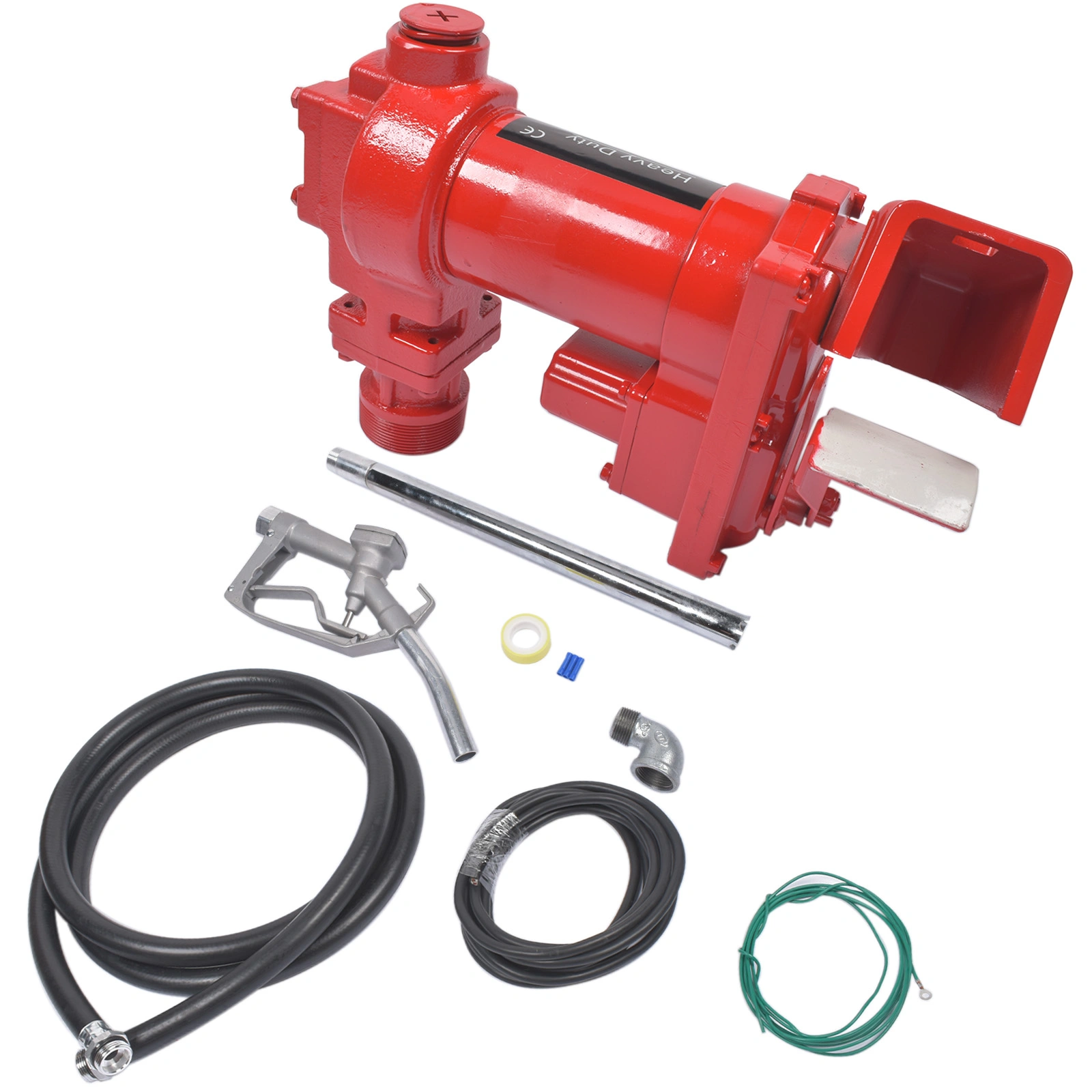 Red 12 Volt 20 GPM Fuel Transfer Pump w/ Nozzle Kit for Car Truck Tractor Diesel Gas Gasoline Kerosene High Quality view 4