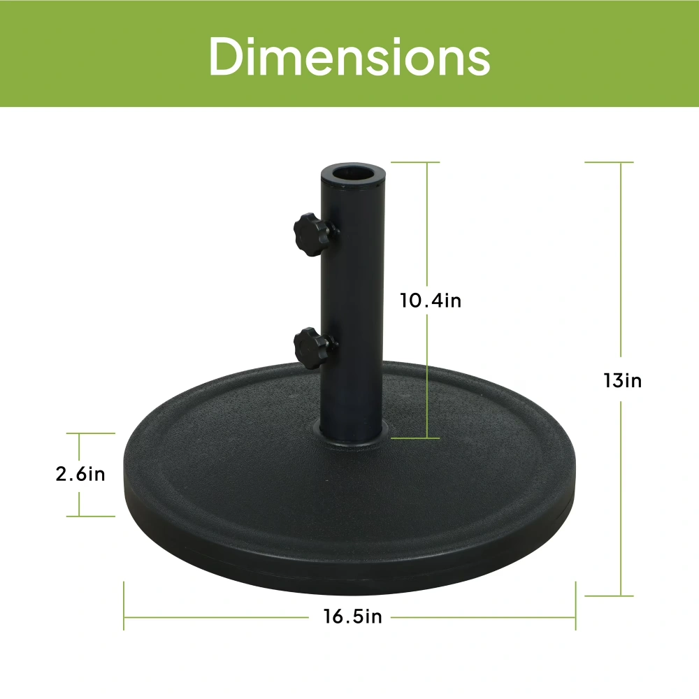 Outdoor 26lb Steel Round Umbrella Base, Black Finish view 3