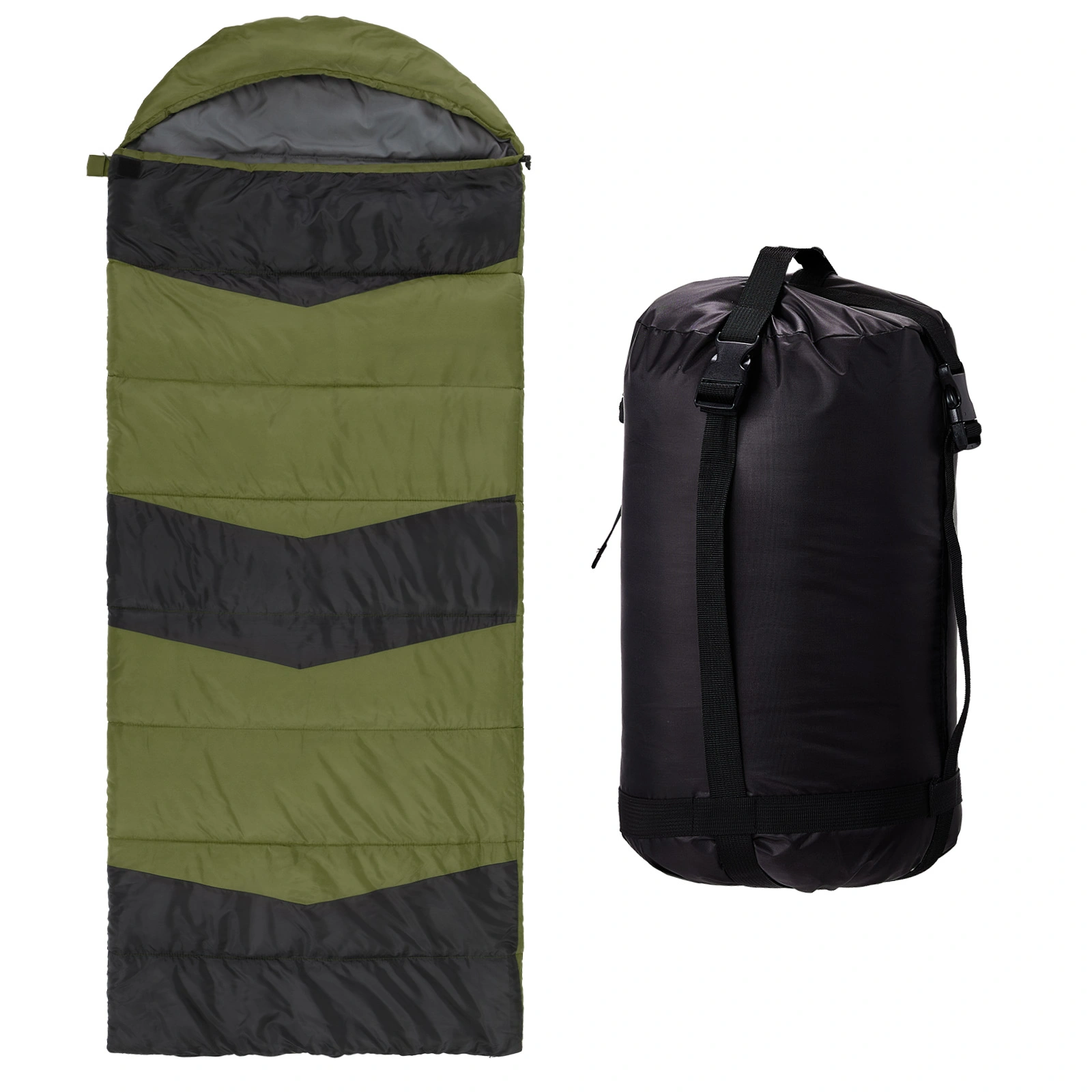Rectangular Heated Sleeping Bag, Lightweight Sleeping Bag with Multi USB Powered Heating Pads, Waterproof Compact Envelope Sleeping Bag for Backpacking Hiking, Green view 5