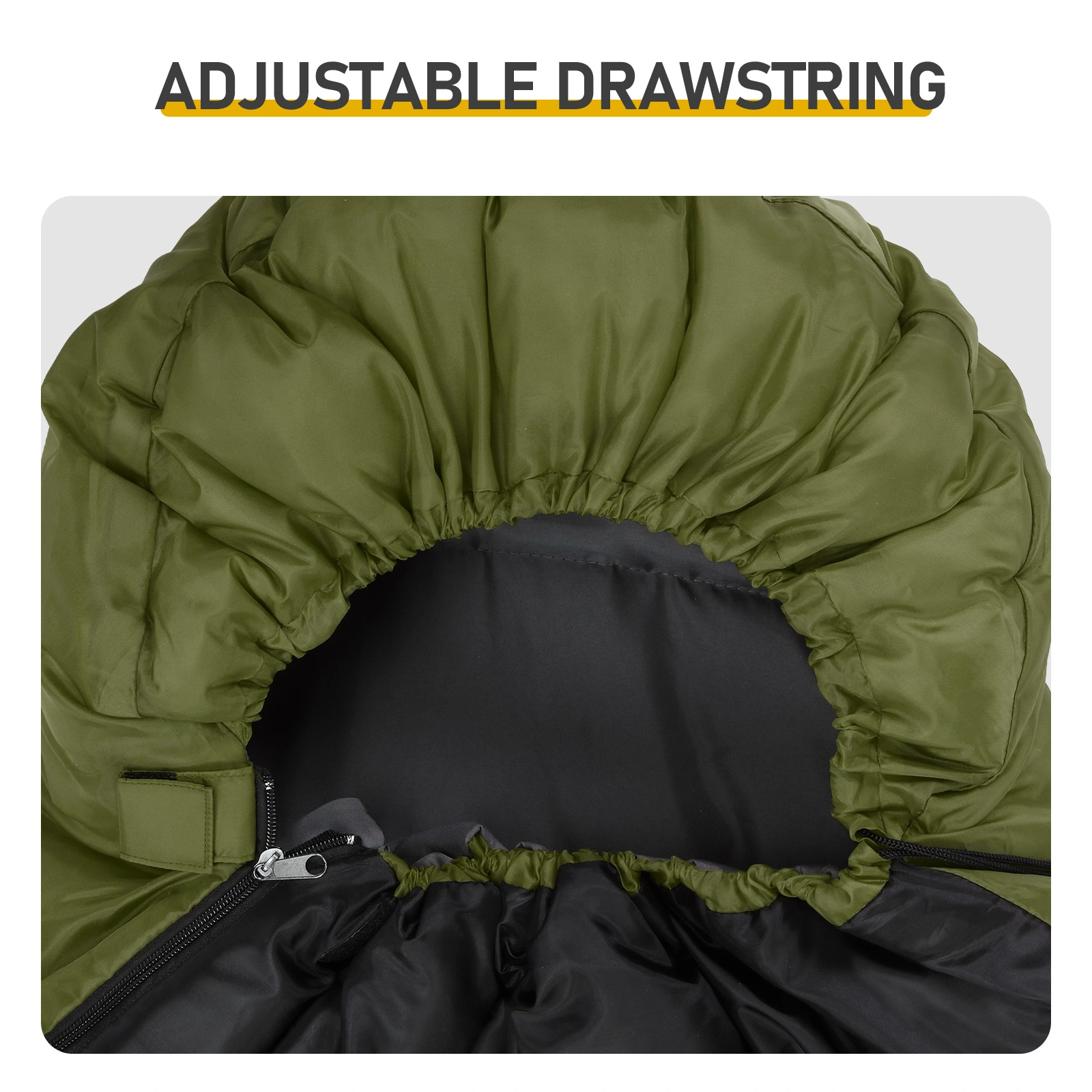 Rectangular Heated Sleeping Bag, Lightweight Sleeping Bag with Multi USB Powered Heating Pads, Waterproof Compact Envelope Sleeping Bag for Backpacking Hiking, Green view 9