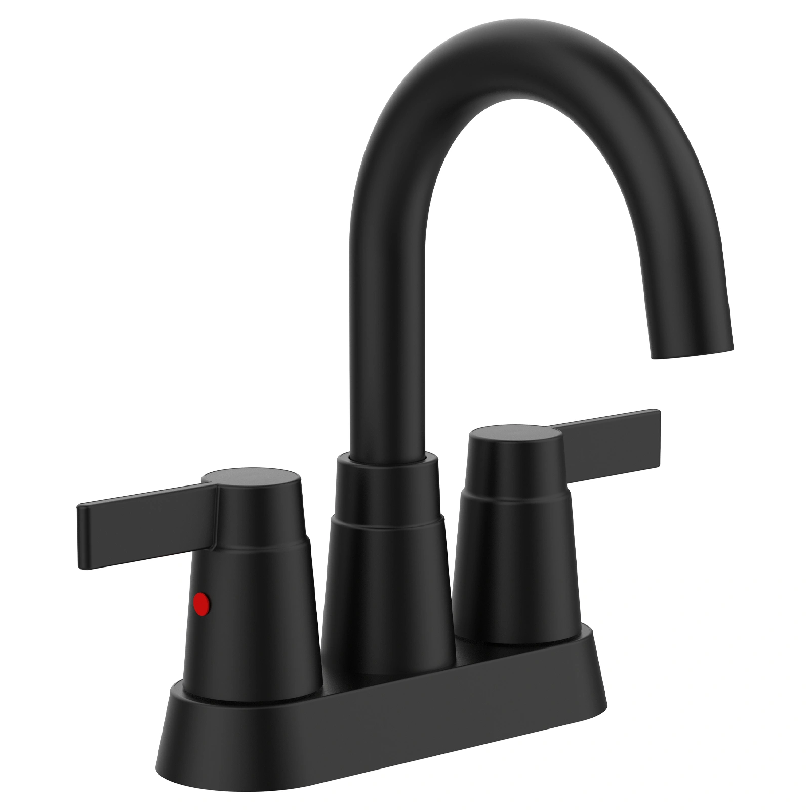 Matte Black 2-Handle Bathroom Sink Faucet 360 High Arc Swivel Spout Centerset 4 Inch 3-Hole Vanity Faucet