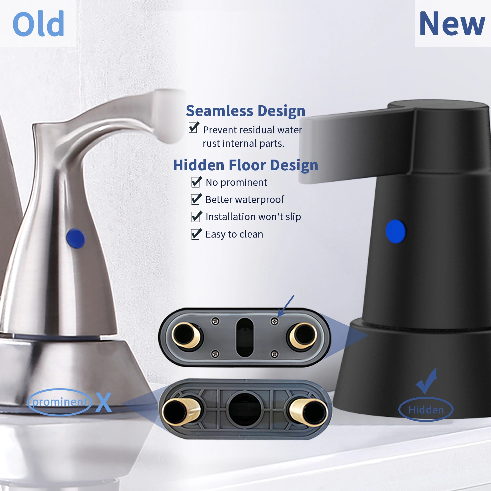 Matte Black 2-Handle Bathroom Sink Faucet 360 High Arc Swivel Spout Centerset 4 Inch 3-Hole Vanity Faucet view 5
