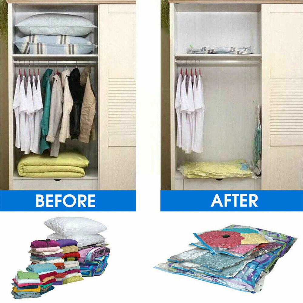 12 Pack Vacuum Storage Bags Large Space Saver Compressible Clothes Organizer for Wardrobe view 2