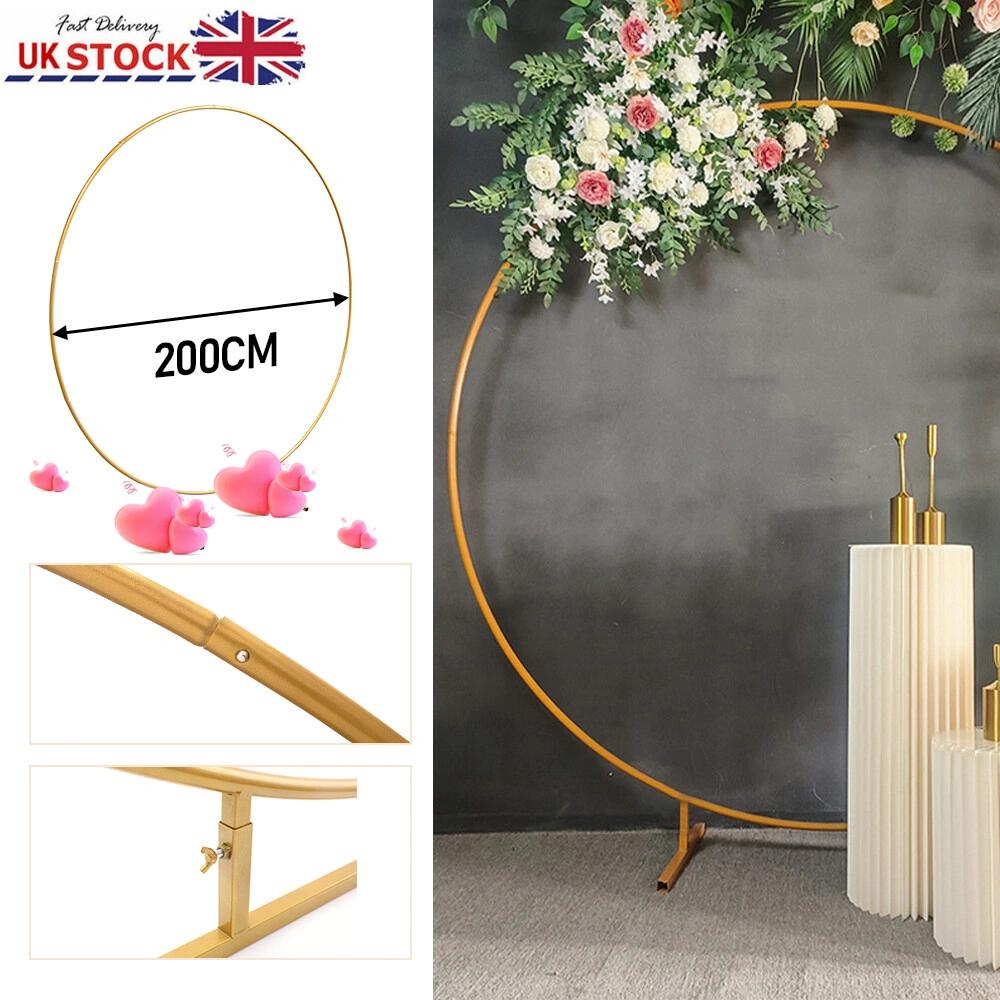 2M Round Gold Balloon Arch Backdrop Stand Frame Flower Display for Wedding Party Decor view 2