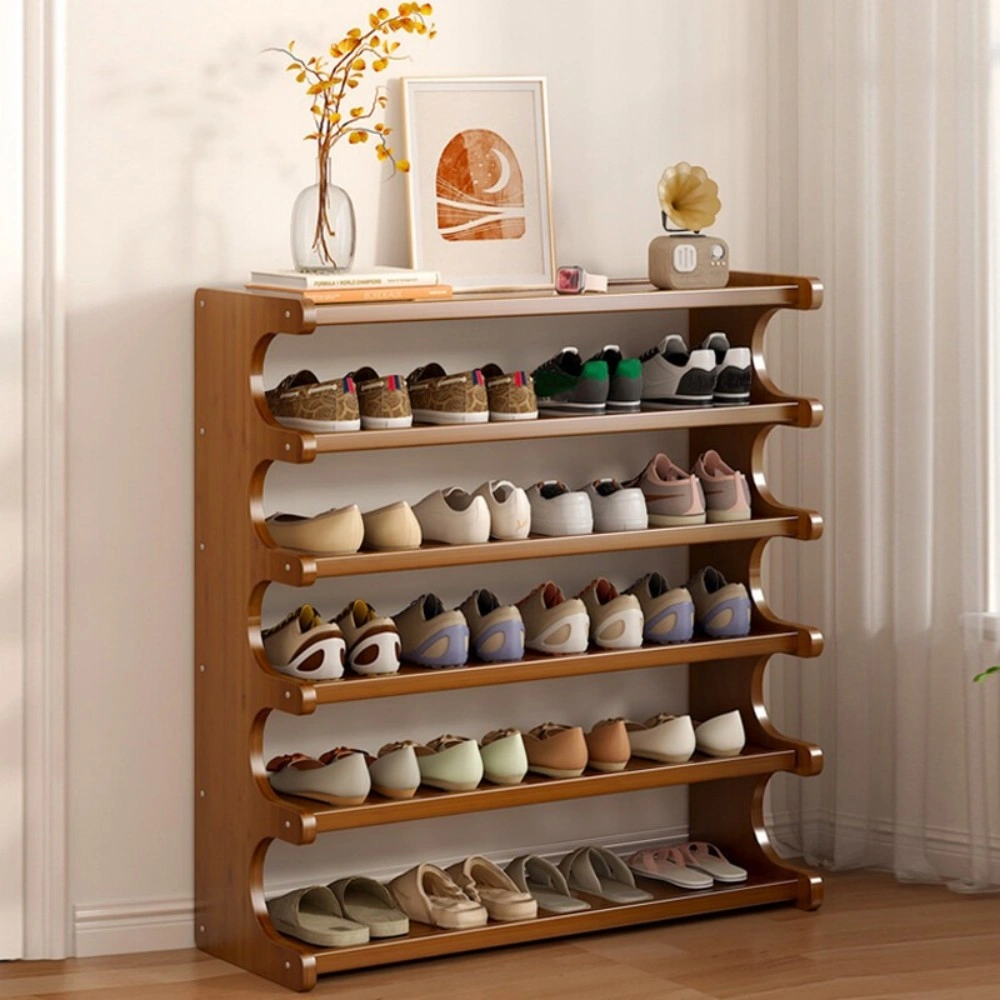 6 Tier Wooden Shoe Rack Cabinet with Storage Shelves, Tall Footwear Organizer Stand for Entryway UK
