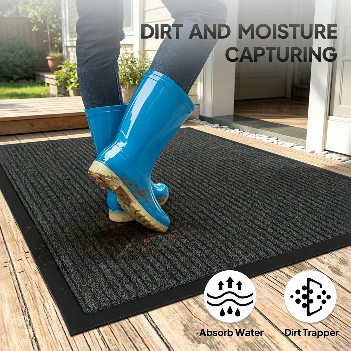 Heavy Duty Commercial Entrance Mat Dark Gray PVC Composite Floor Protector 90x120x0.7cm Indoor Outdoor Anti-Slip Door Mat view 5