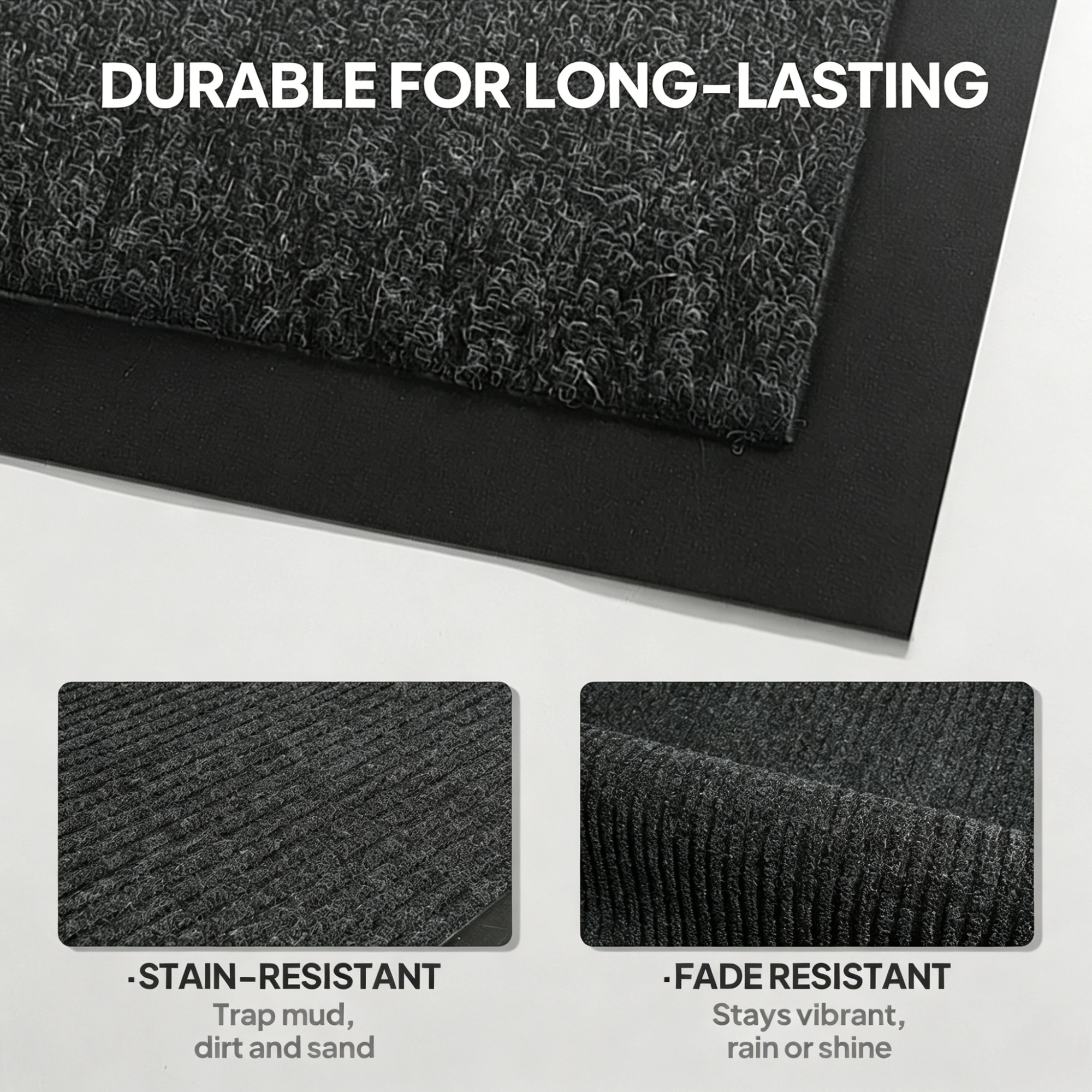 Heavy Duty Commercial Entrance Mat Dark Gray PVC Composite Floor Protector 90x120x0.7cm Indoor Outdoor Anti-Slip Door Mat view 8