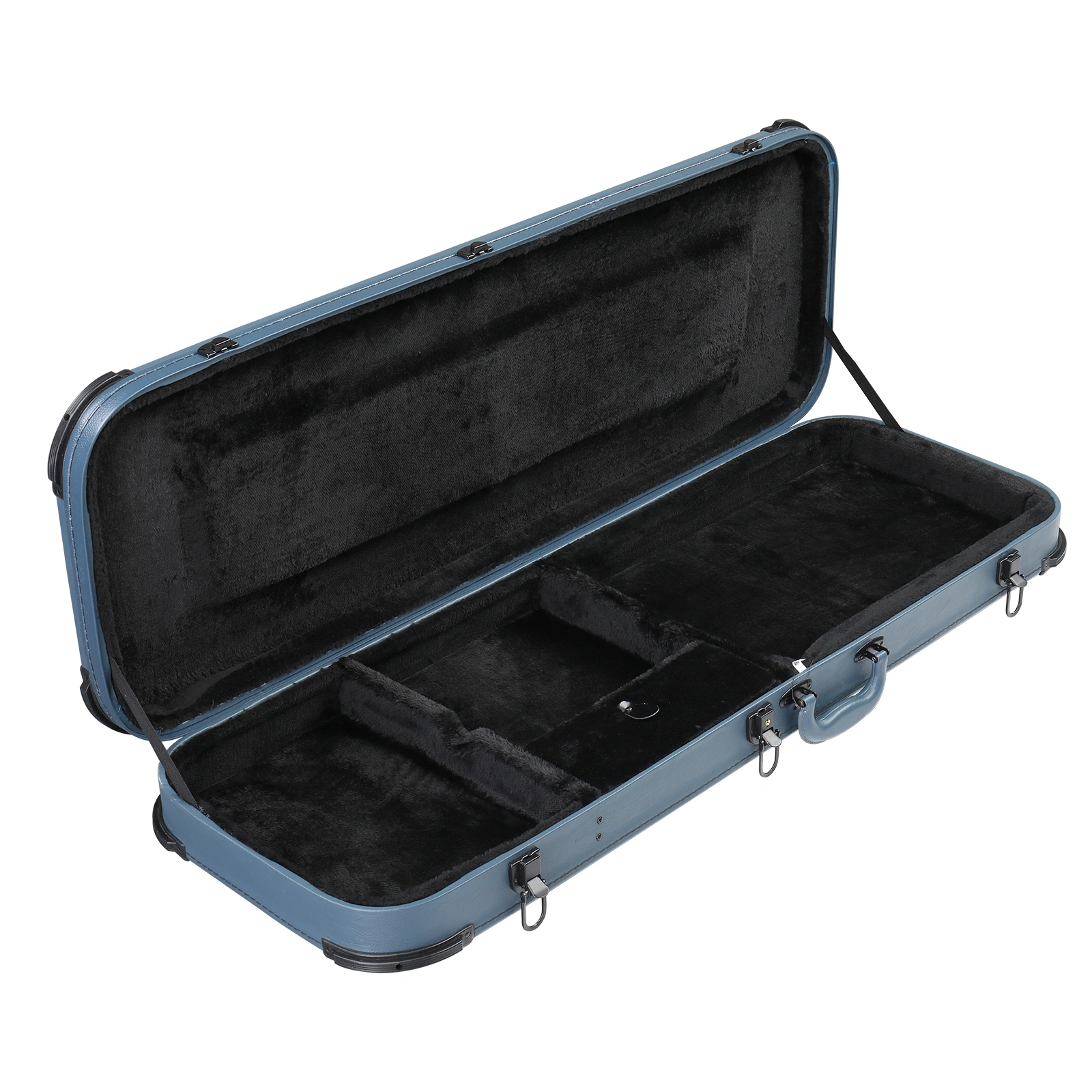 Blue Electric Guitar Hard Case Square PU with Protective Sleeve - Fits ST TL Style Burning Fire 170