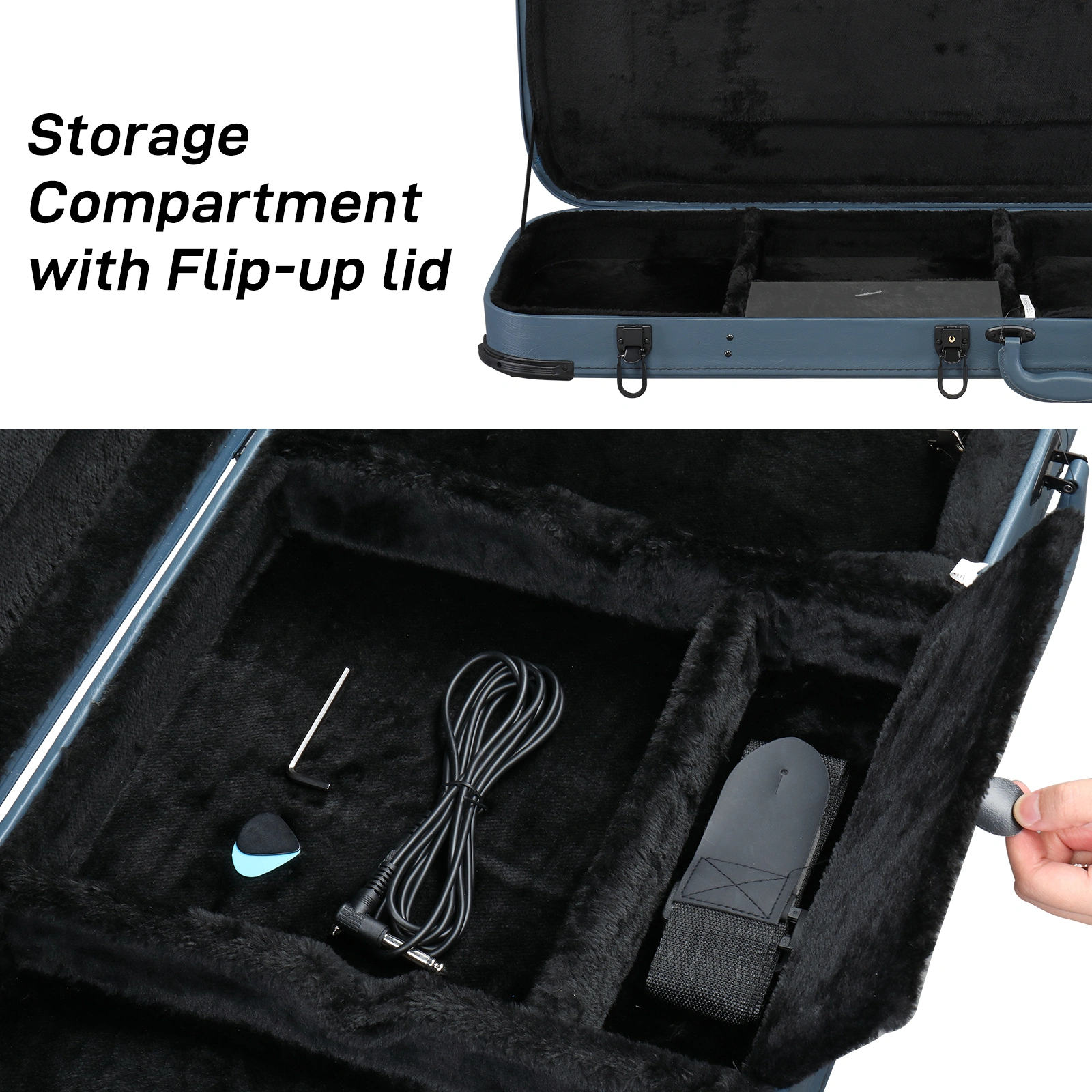 Blue Electric Guitar Hard Case Square PU with Protective Sleeve - Fits ST TL Style Burning Fire 170 view 11