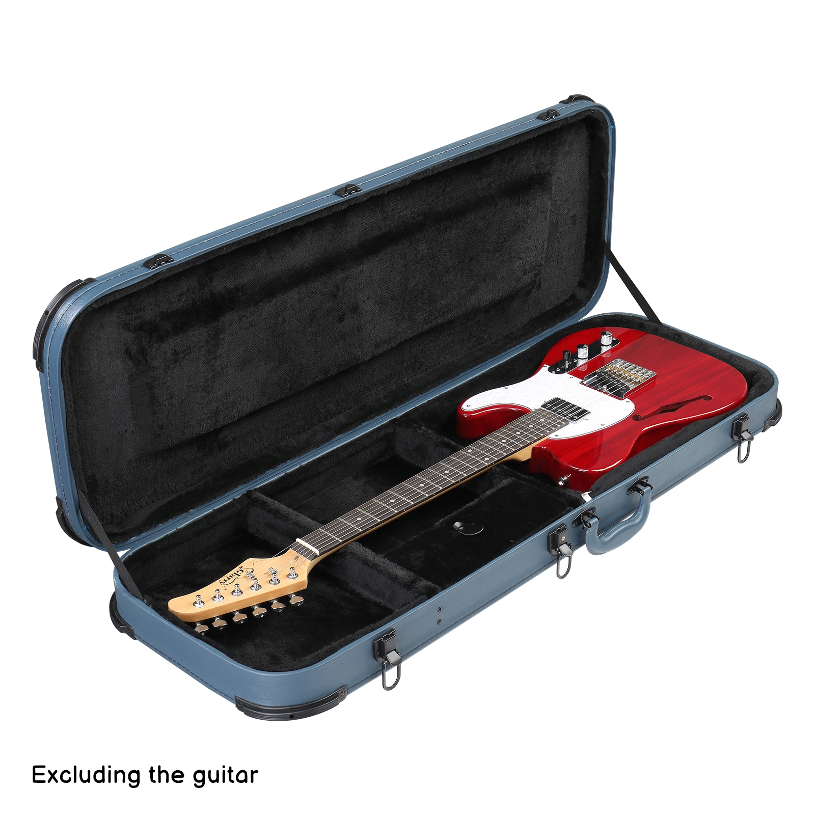 Blue Electric Guitar Hard Case Square PU with Protective Sleeve - Fits ST TL Style Burning Fire 170 view 5