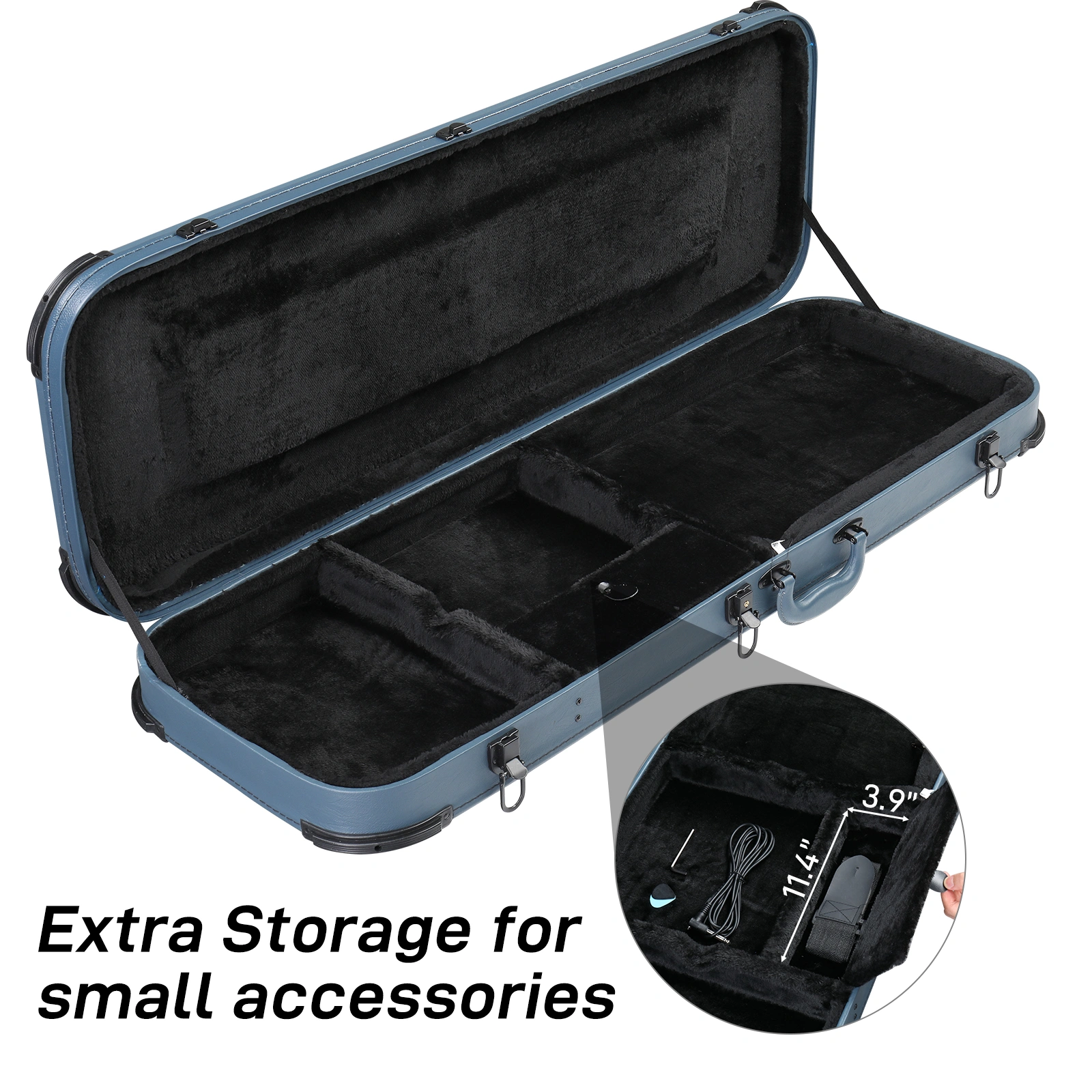 Blue Electric Guitar Hard Case Square PU with Protective Sleeve - Fits ST TL Style Burning Fire 170 view 9