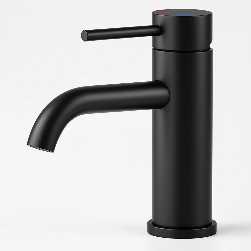 Matte Black Single Handle Bathroom Faucet, Stainless Steel Lavatory Faucet, Single Hole Mount, Model T10