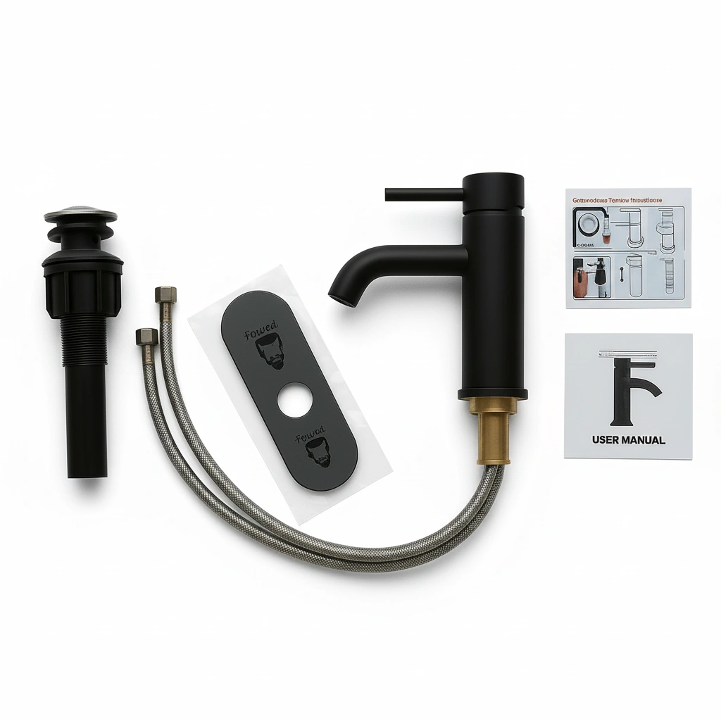 Matte Black Single Handle Bathroom Faucet, Stainless Steel Lavatory Faucet, Single Hole Mount, Model T10 view 10