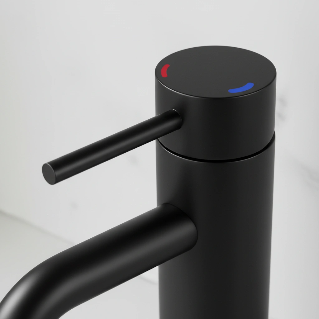 Matte Black Single Handle Bathroom Faucet, Stainless Steel Lavatory Faucet, Single Hole Mount, Model T10 view 4