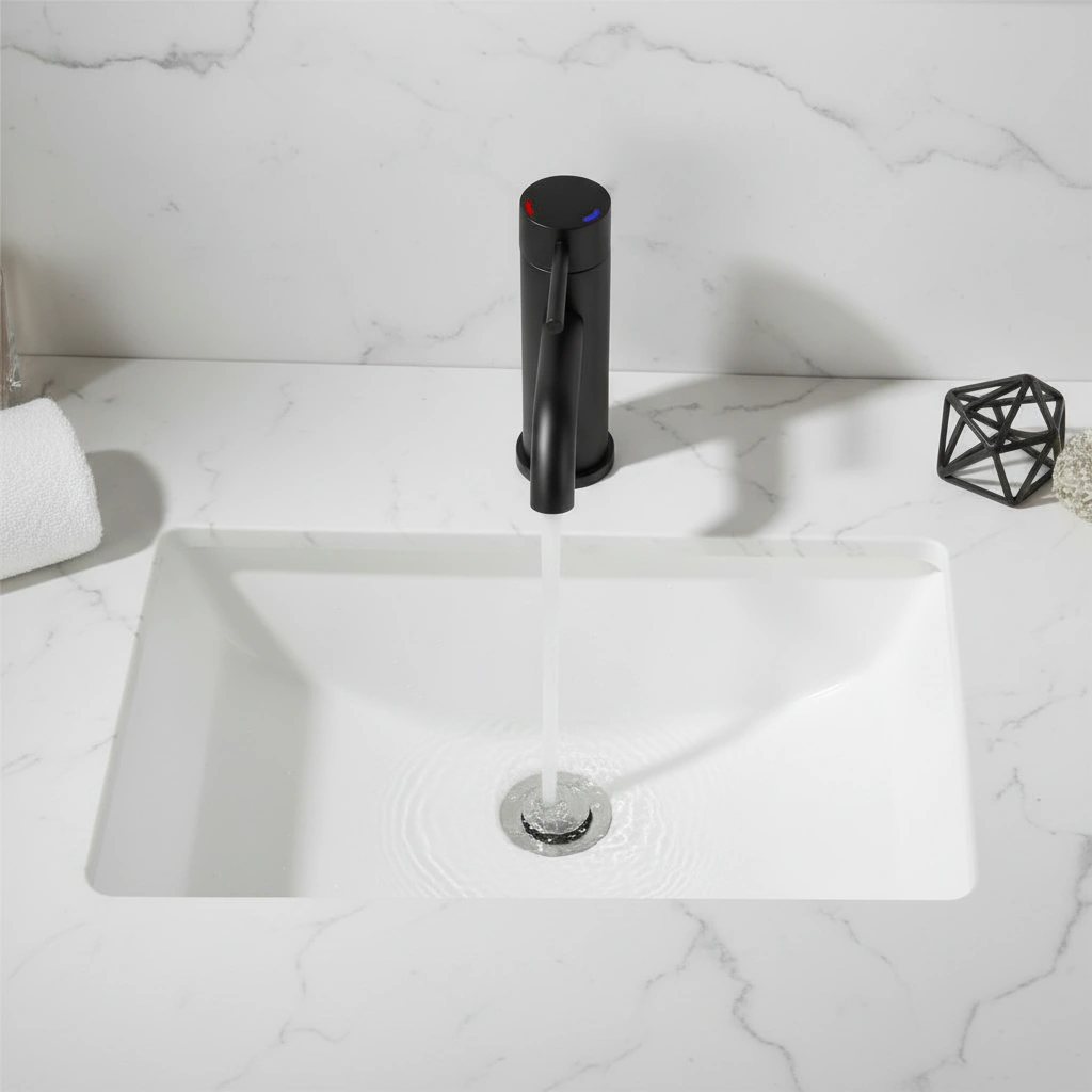 Matte Black Single Handle Bathroom Faucet, Stainless Steel Lavatory Faucet, Single Hole Mount, Model T10 view 6