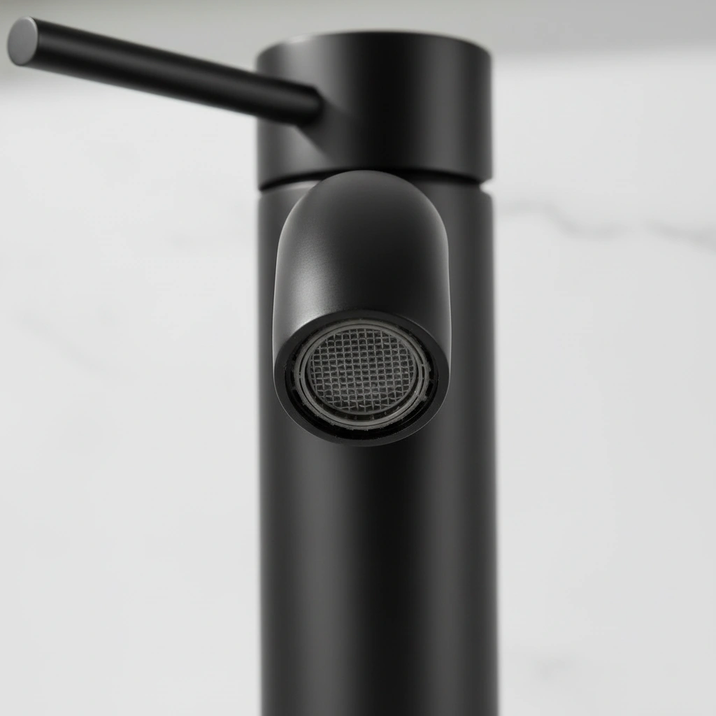 Matte Black Single Handle Bathroom Faucet, Stainless Steel Lavatory Faucet, Single Hole Mount, Model T10 view 8