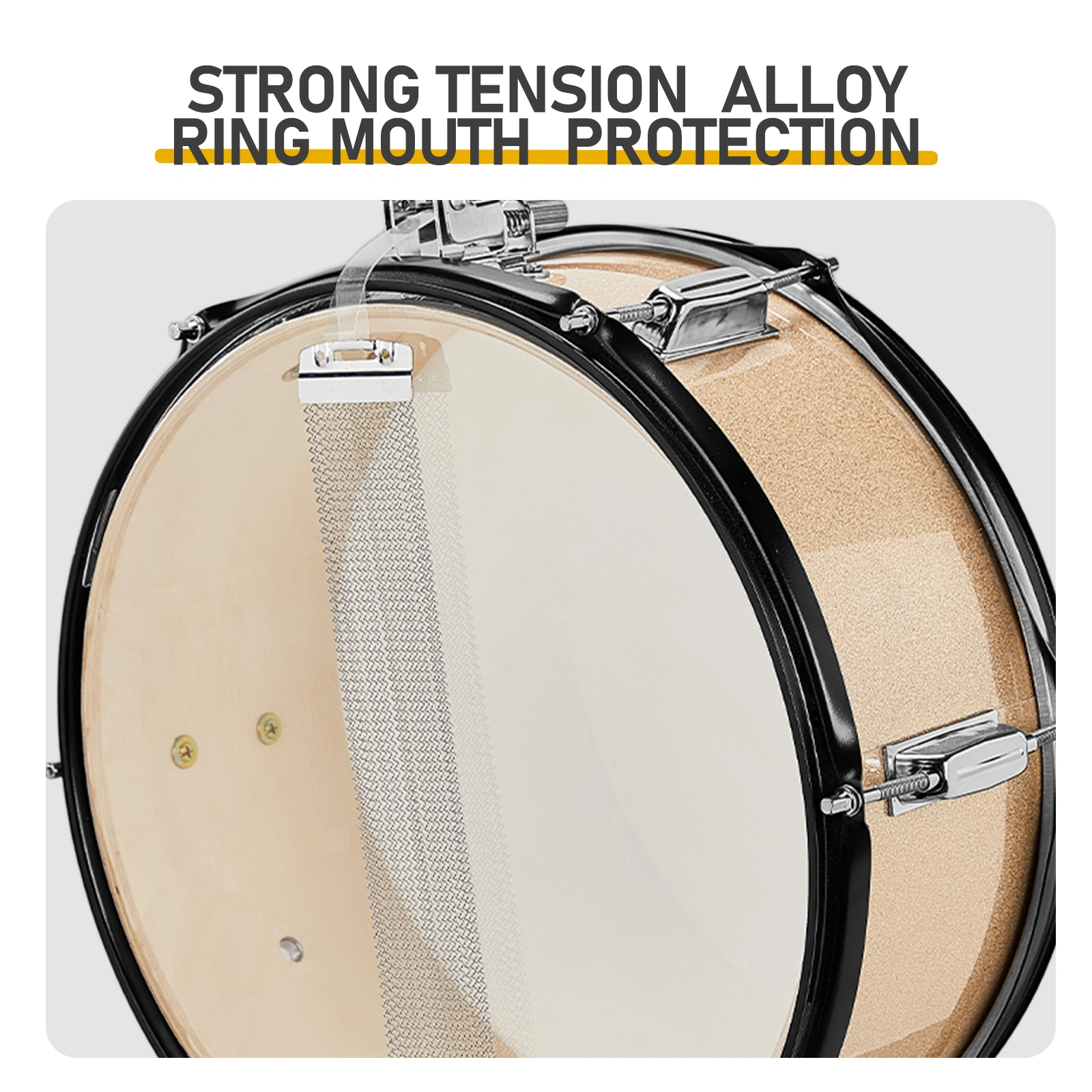 Full Size Adult Drum Set 5-Piece Champagne with Bass Drum, two Tom Drum, Snare Drum, Floor Tom, 16" Ride Cymbal, 14" Hi-hat Cymbals, Stool, Drum Pedal, Sticks view 12
