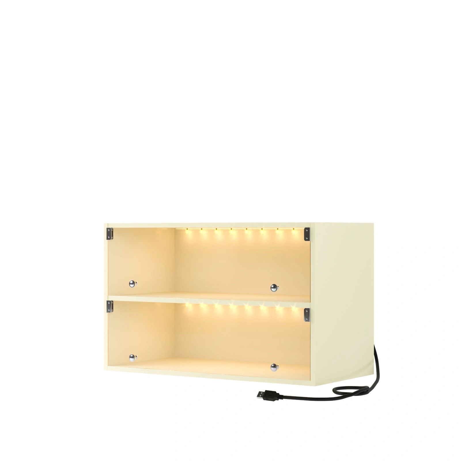 Off White Glass Door Shoe Storage Cabinet with RGB LED Light - Sneaker Display Box Organizer, 1 Piece