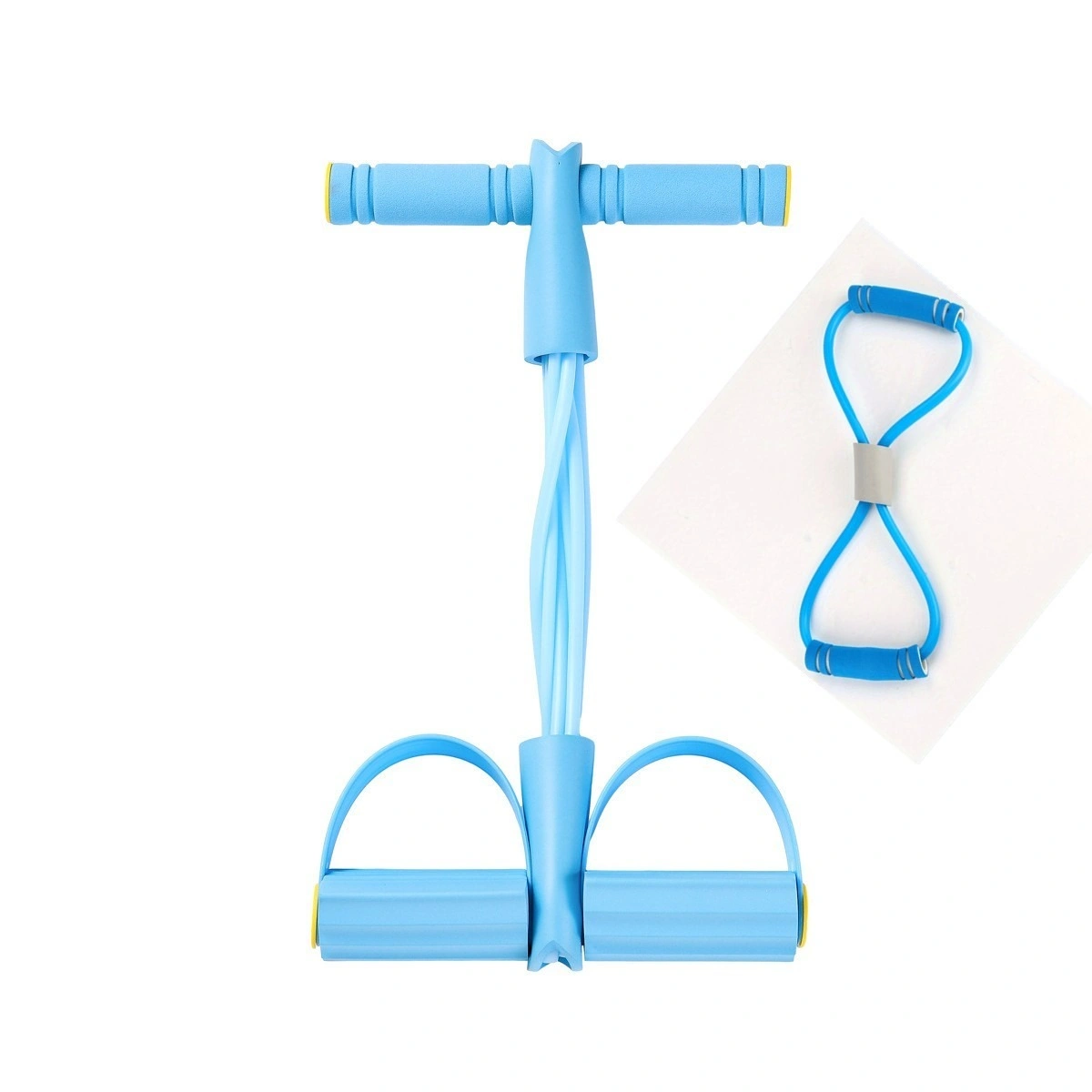 6 Tube Fitness Resistance Band Exercise Trainer Pull Rope with Door Anchor Foot Pedal Blue view 3
