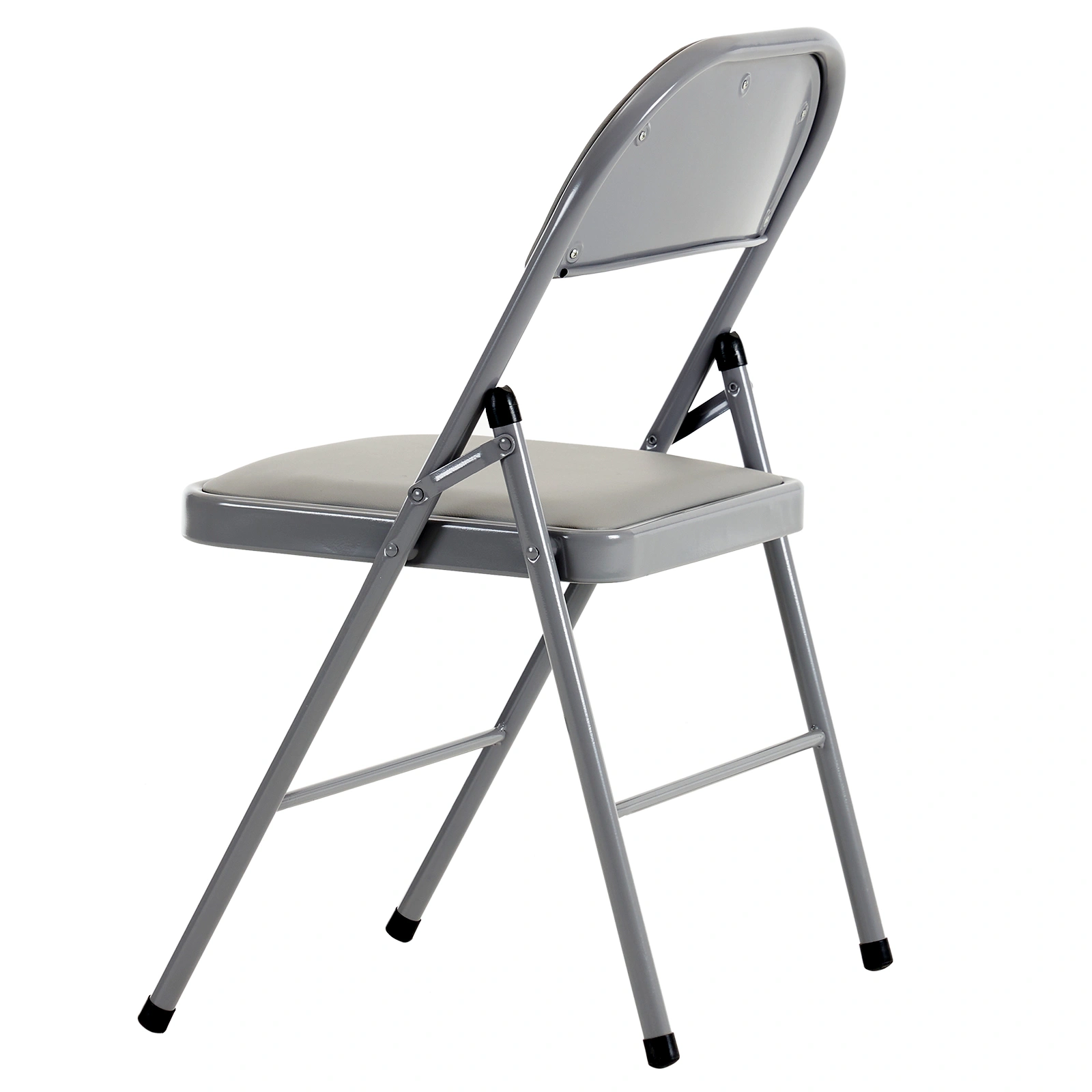 4pcs Elegant Foldable Iron & PVC Chairs for Convention & Exhibition Gray view 10