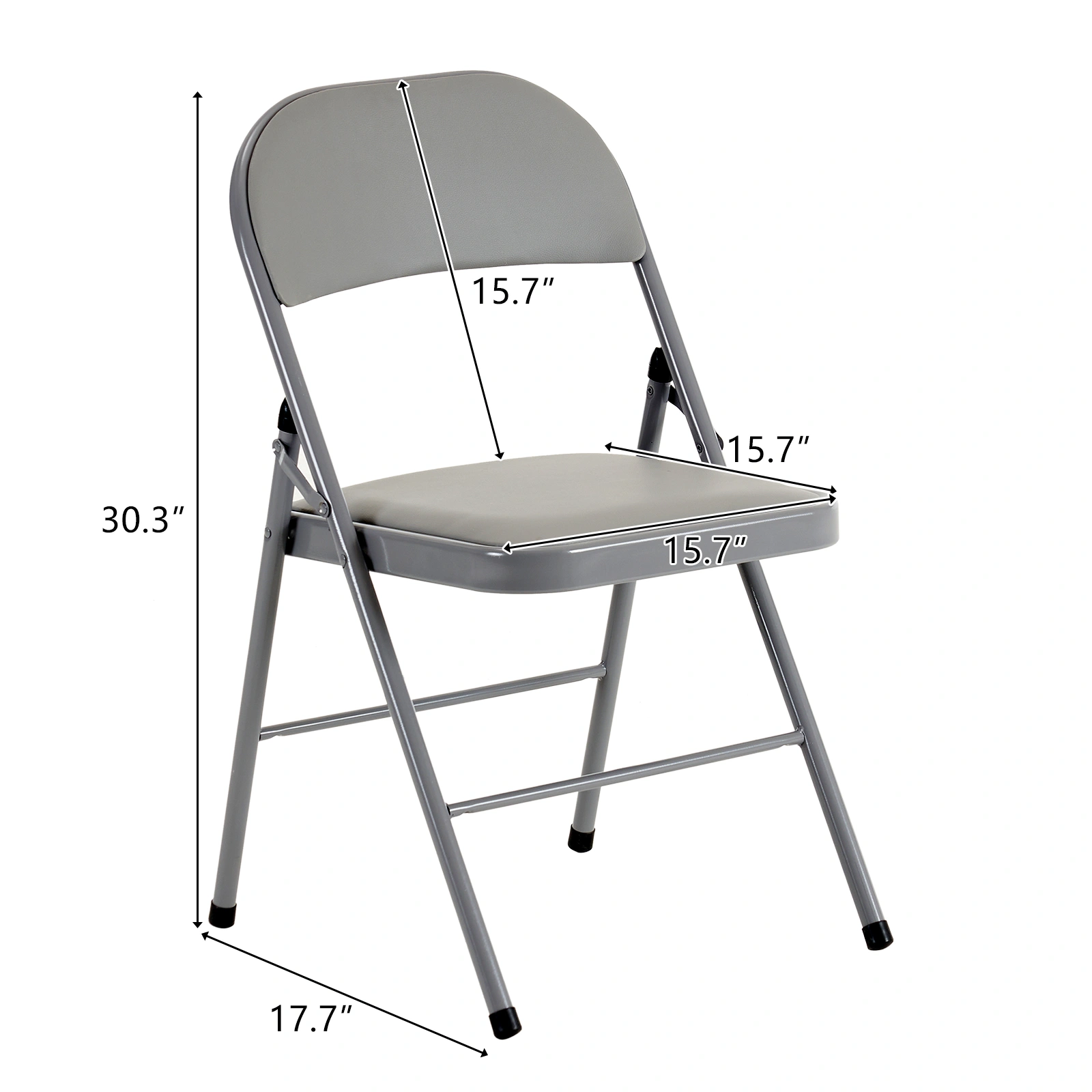 4pcs Elegant Foldable Iron & PVC Chairs for Convention & Exhibition Gray view 16
