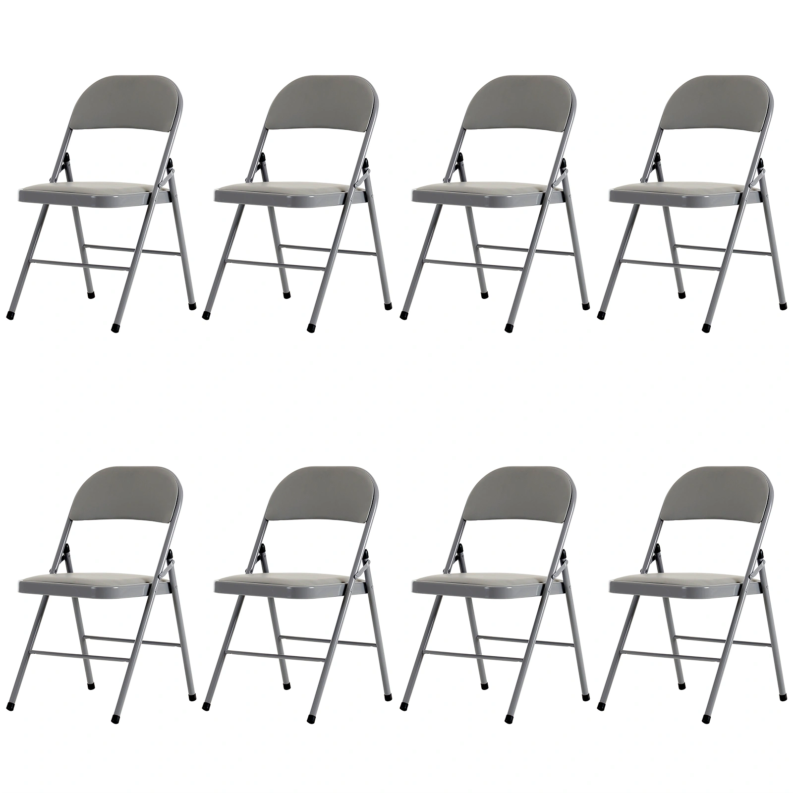 4pcs Elegant Foldable Iron & PVC Chairs for Convention & Exhibition Gray view 17