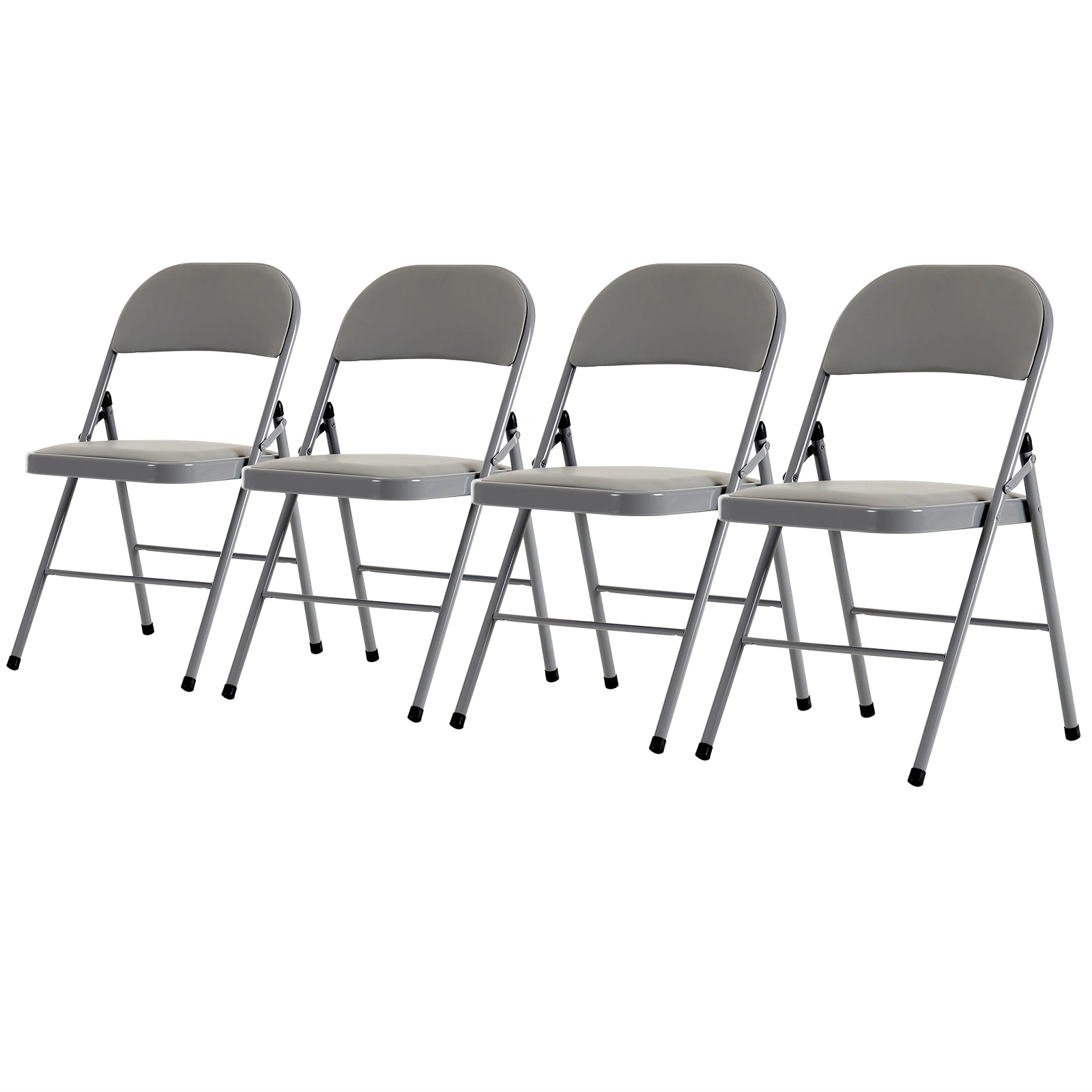 4pcs Elegant Foldable Iron & PVC Chairs for Convention & Exhibition Gray view 5