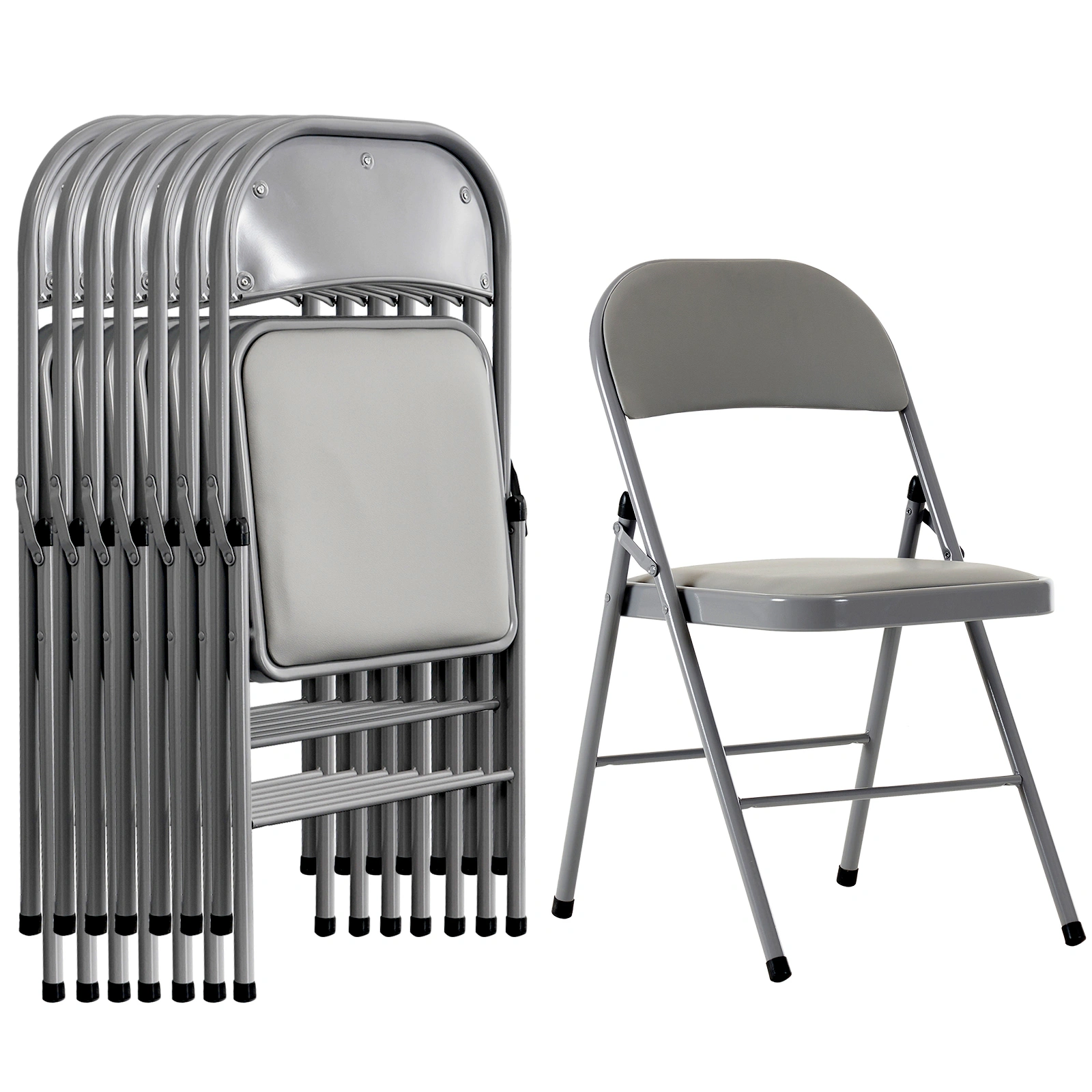 4pcs Elegant Foldable Iron & PVC Chairs for Convention & Exhibition Gray view 6