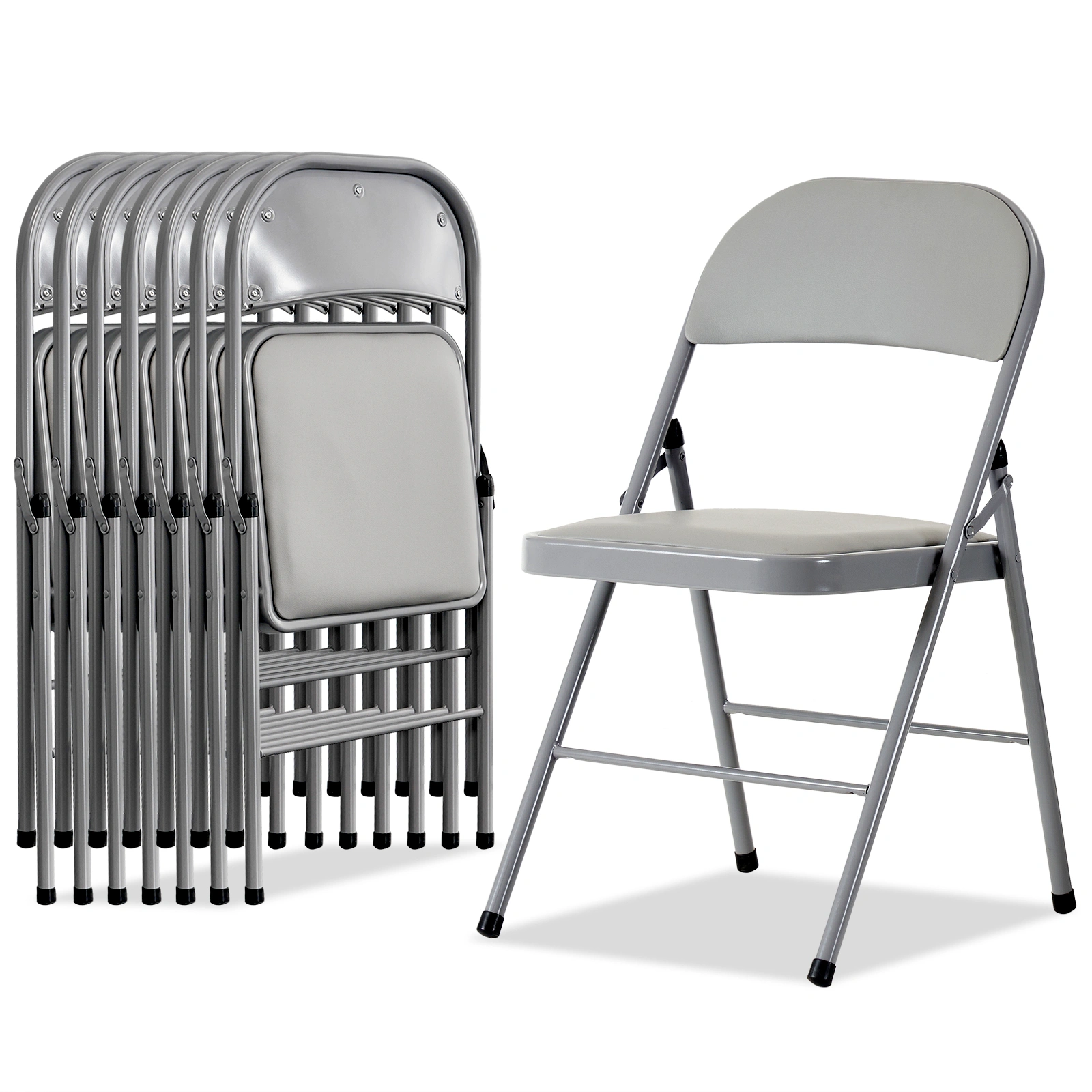4pcs Elegant Foldable Iron & PVC Chairs for Convention & Exhibition Gray view 8