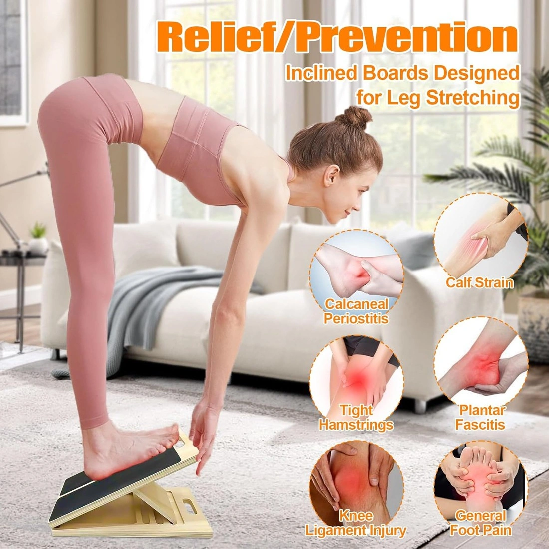 Wooden Slant Board Calf Stretcher - Folded Yoga Workout Incline Board for UK view 2
