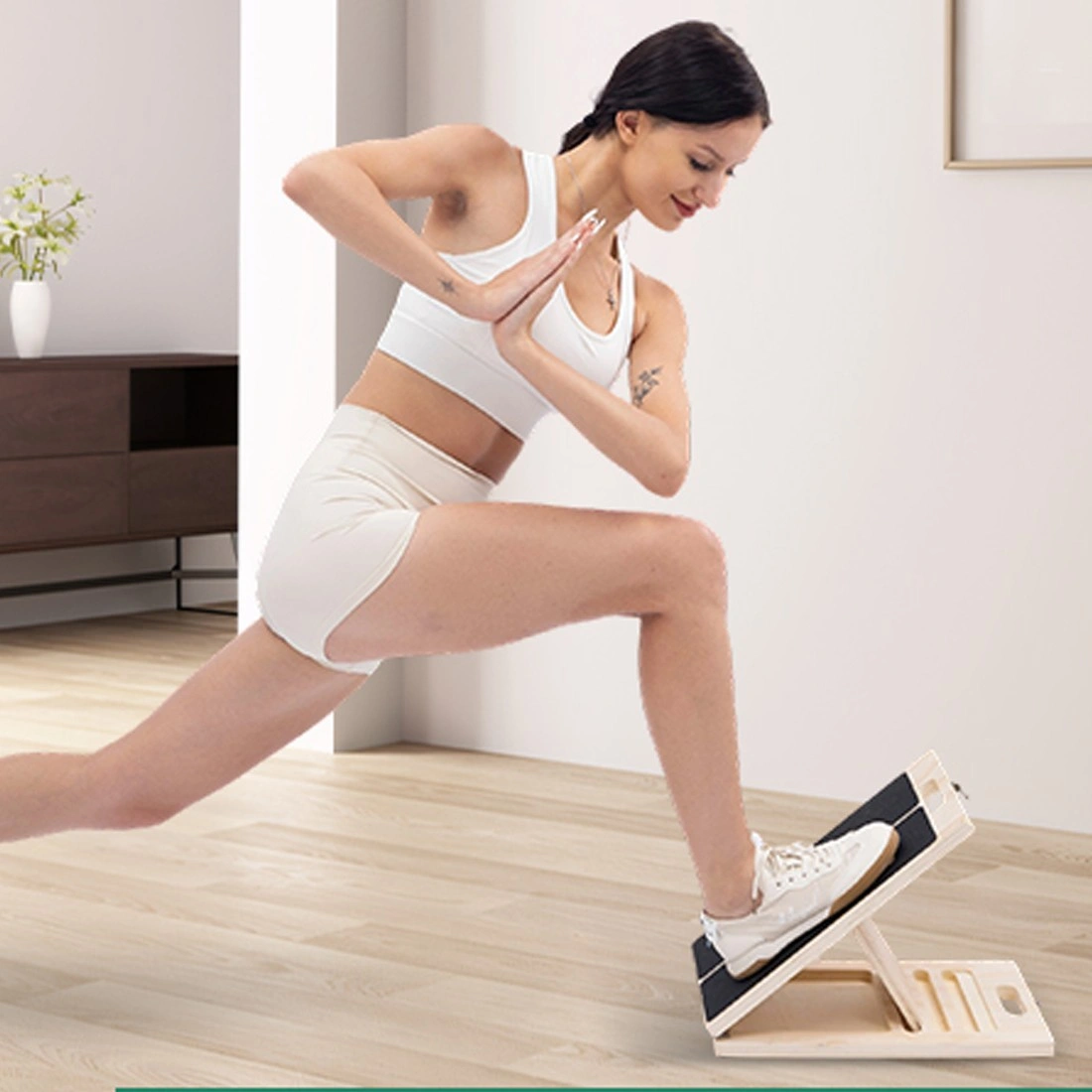 Wooden Slant Board Calf Stretcher - Folded Yoga Workout Incline Board for UK view 3