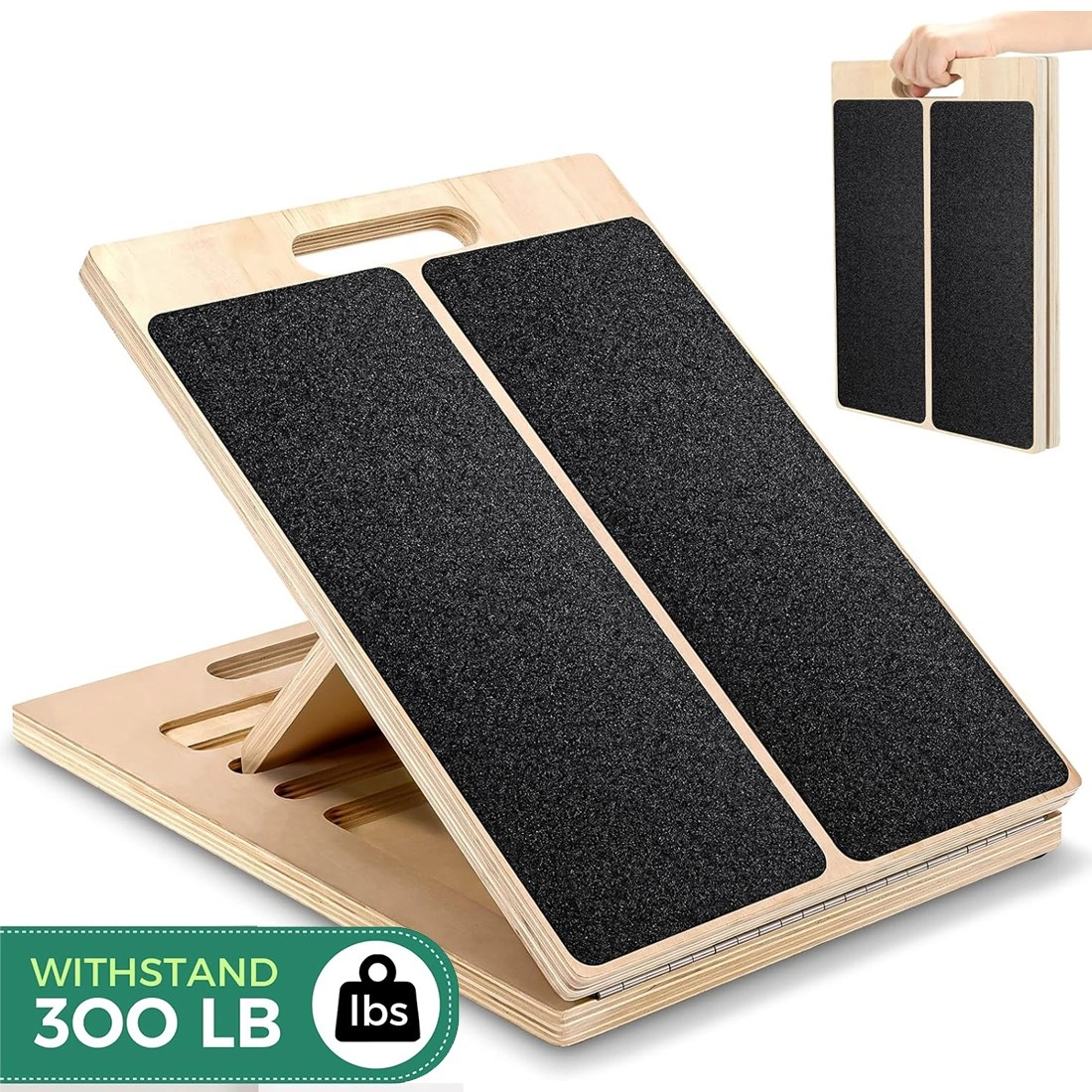 Wooden Slant Board Calf Stretcher - Folded Yoga Workout Incline Board for UK view 4