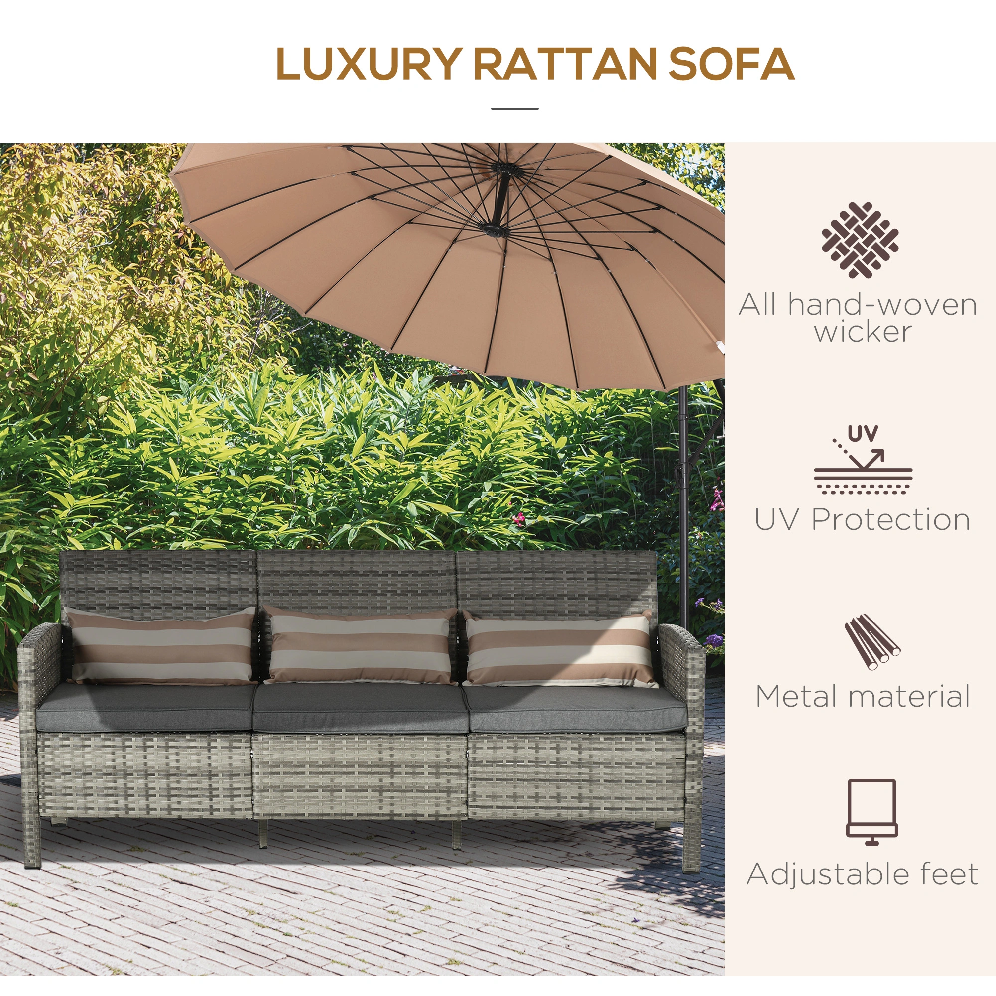 Modern Patio Furniture Sectional Outdoor Garden Chair Aluminum Frame Rain-Resistant Cushion Set view 3
