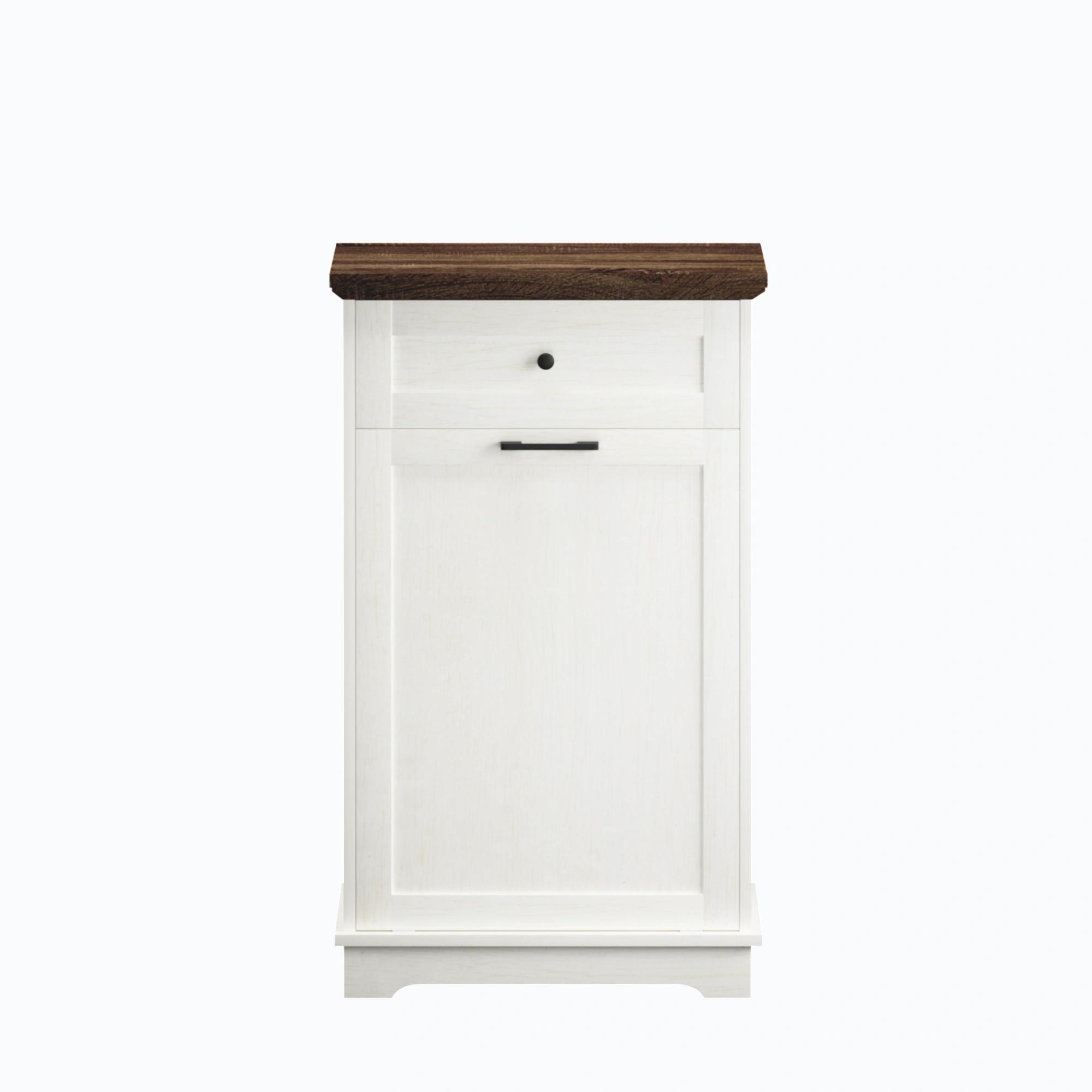 10 Gallon Tilt Out Trash Cabinet Freestanding Trash Bin Cabinet Wood Garbage Recycling Cabinet with Hideaway Drawer Pet Proof Trash Can Holder for Kitchen Living Room, Antique White (not include can) view 2