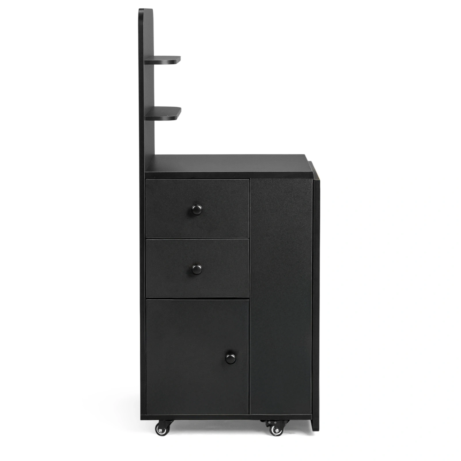 Black MDF Folding Nail Desk with 2 Drawers, Cabinet Door & Storage Shelf view 5