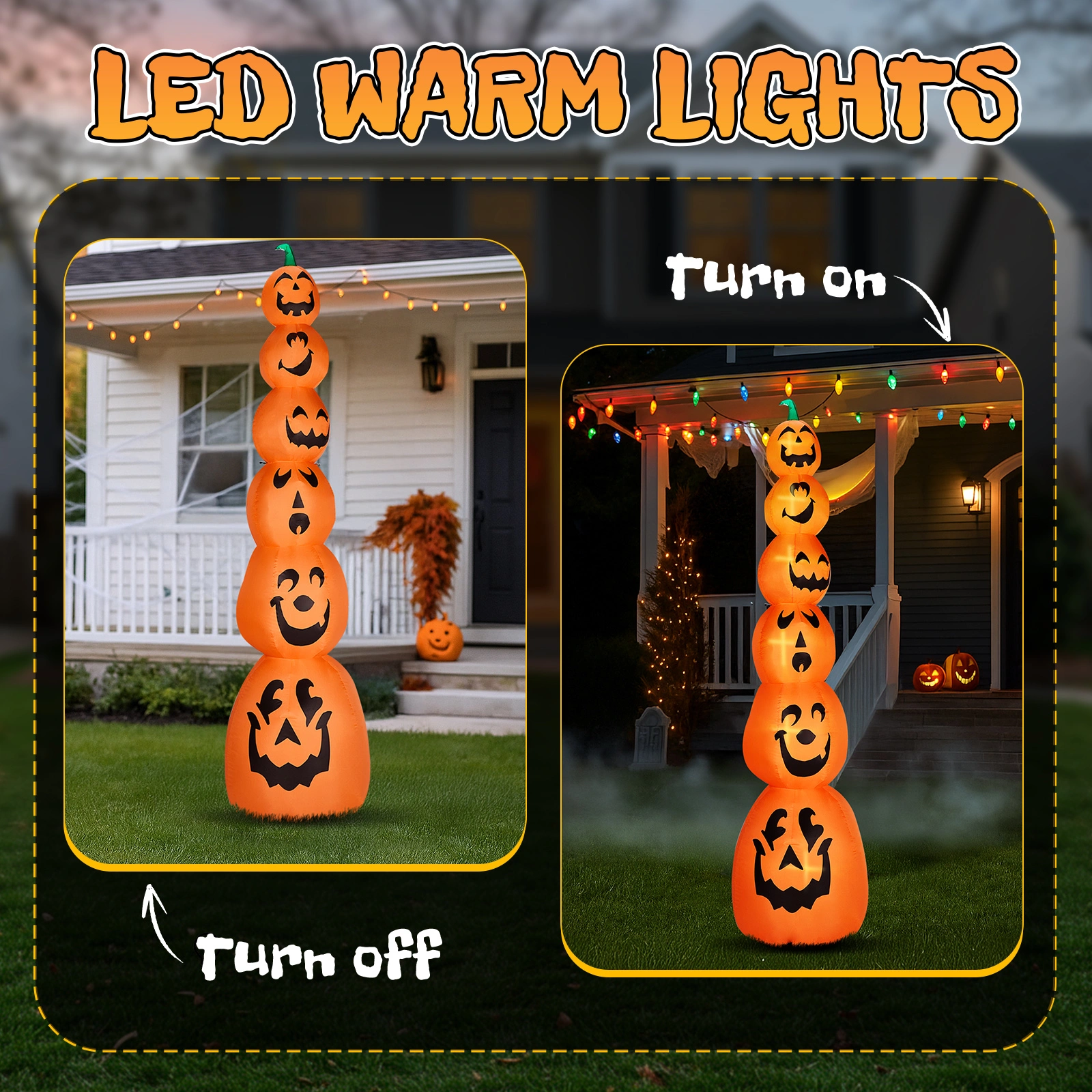 9FT Halloween Inflatable Stacked Pumpkins, Blow up 6 Pumpkins Inflatable with Built-in LED Lights Outdoor Decorations Large Party Yard Decoration view 11