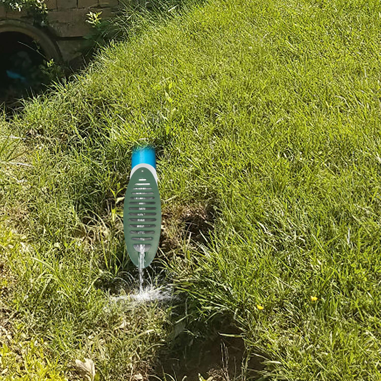 4 Inch Green Angled Yard Drainage Pipe with Sloped Grate, Yard Drain Emitter for Sump Pump Discharge & Downspout Extension, 4-Inch view 7