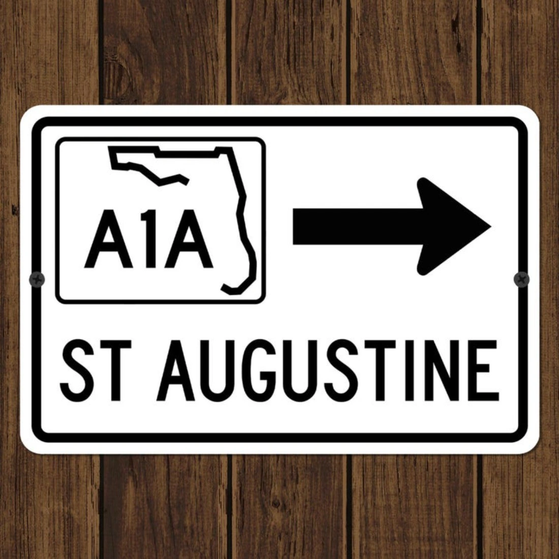 St Augustine Florida A1A Highway Metal Road Sign - Vintage Distressed Souvenir Wall view 4