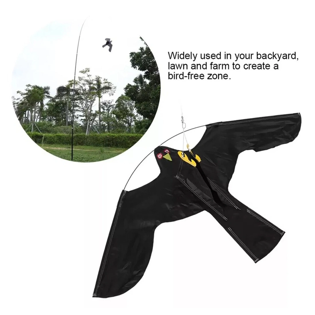 Flying Hawk Kite Garden Bird Repeller Scarecrow with 4m Telescopic Pole view 5