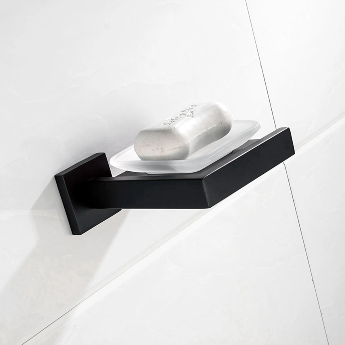 Matte Black Soap Dish Rust-Proof 304 Stainless Steel Square Soap Holder with Removable Dish Silver Bathroom Accessories Soap Dispenser KJQ7007HEI view 2