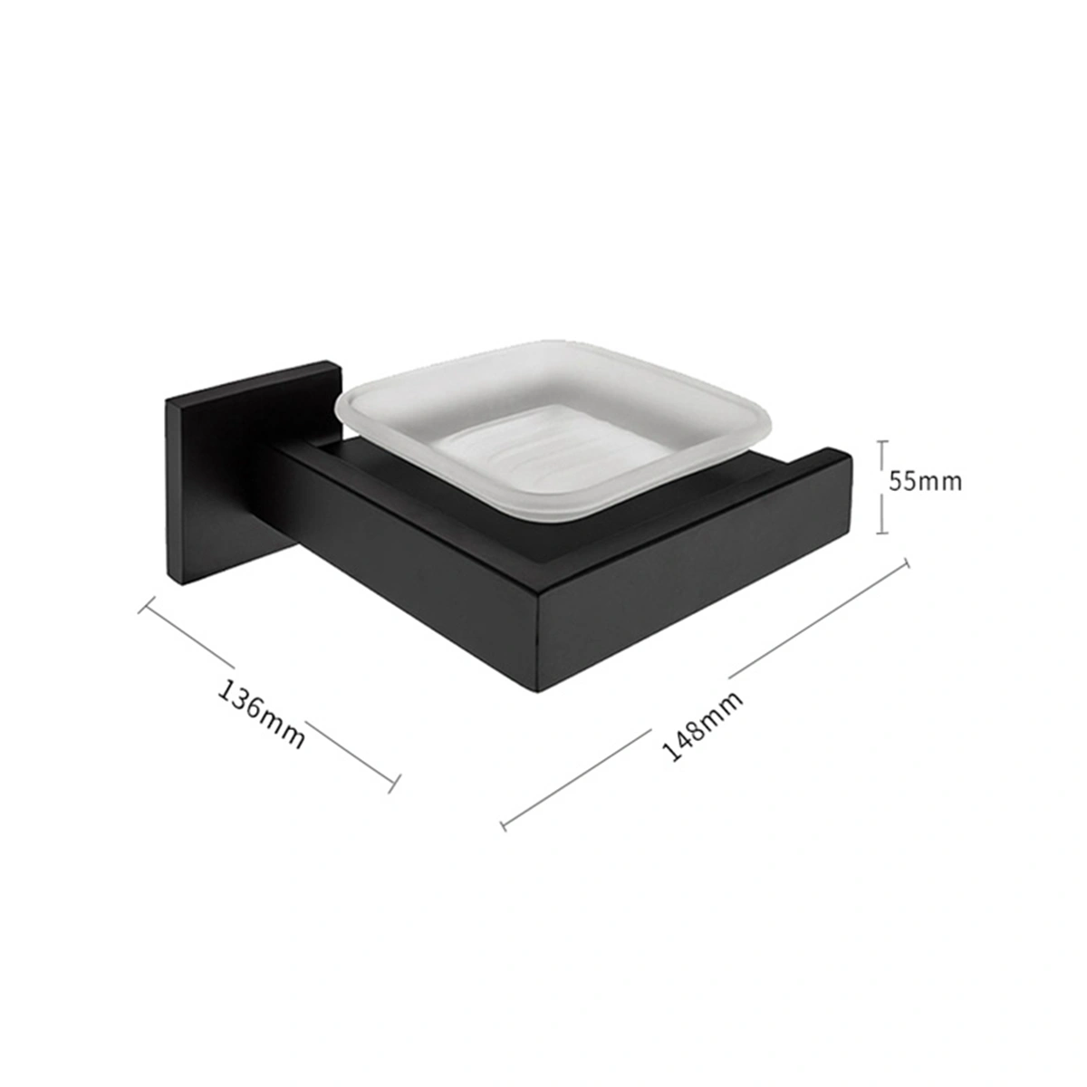 Matte Black Soap Dish Rust-Proof 304 Stainless Steel Square Soap Holder with Removable Dish Silver Bathroom Accessories Soap Dispenser KJQ7007HEI view 3