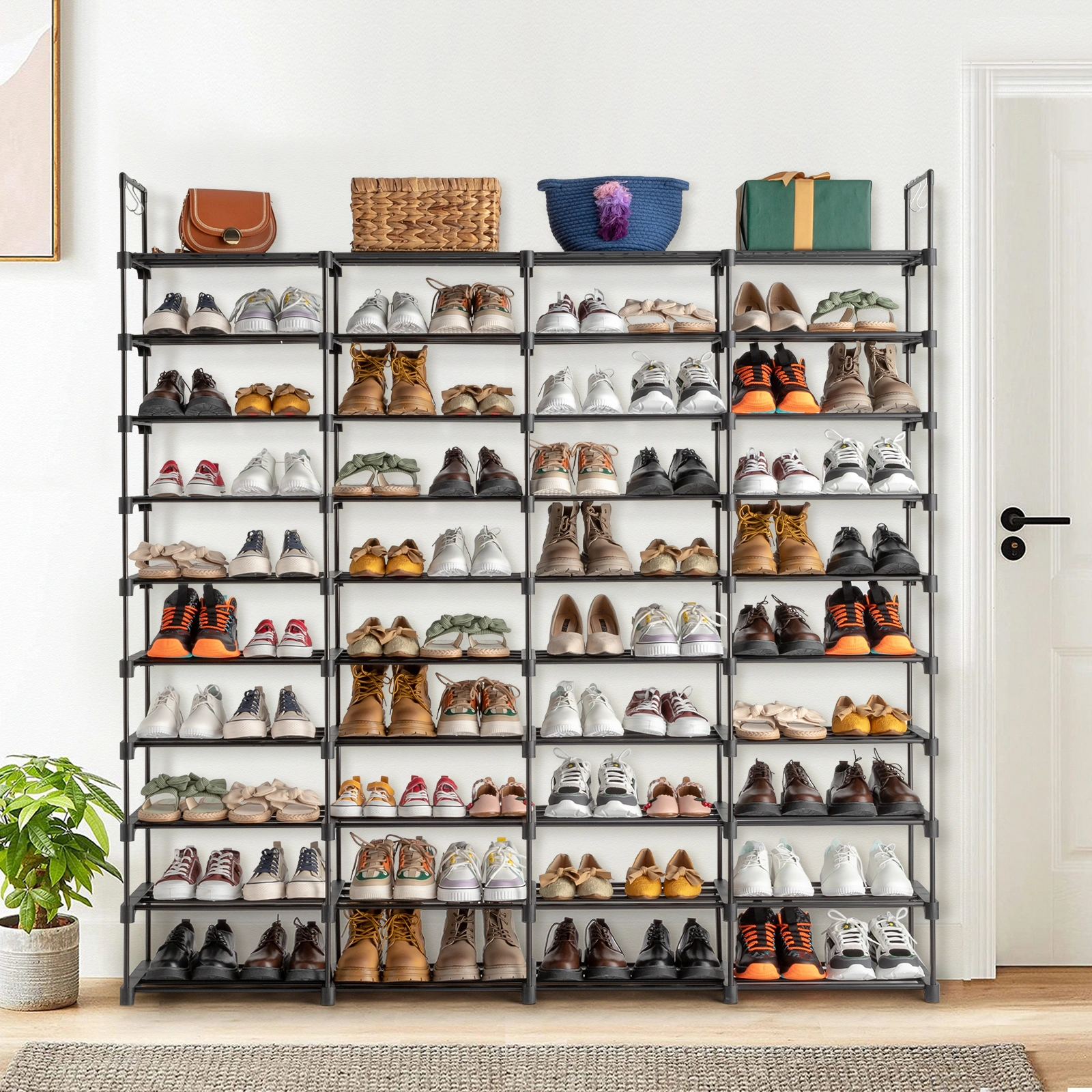 10 Tiers Shoe Rack Storage Organizer Shoe Shelf Organizer for Entryway Holds 80 Pairs Shoe, Stackable Shoe Cabinet Shoe Rack view 2