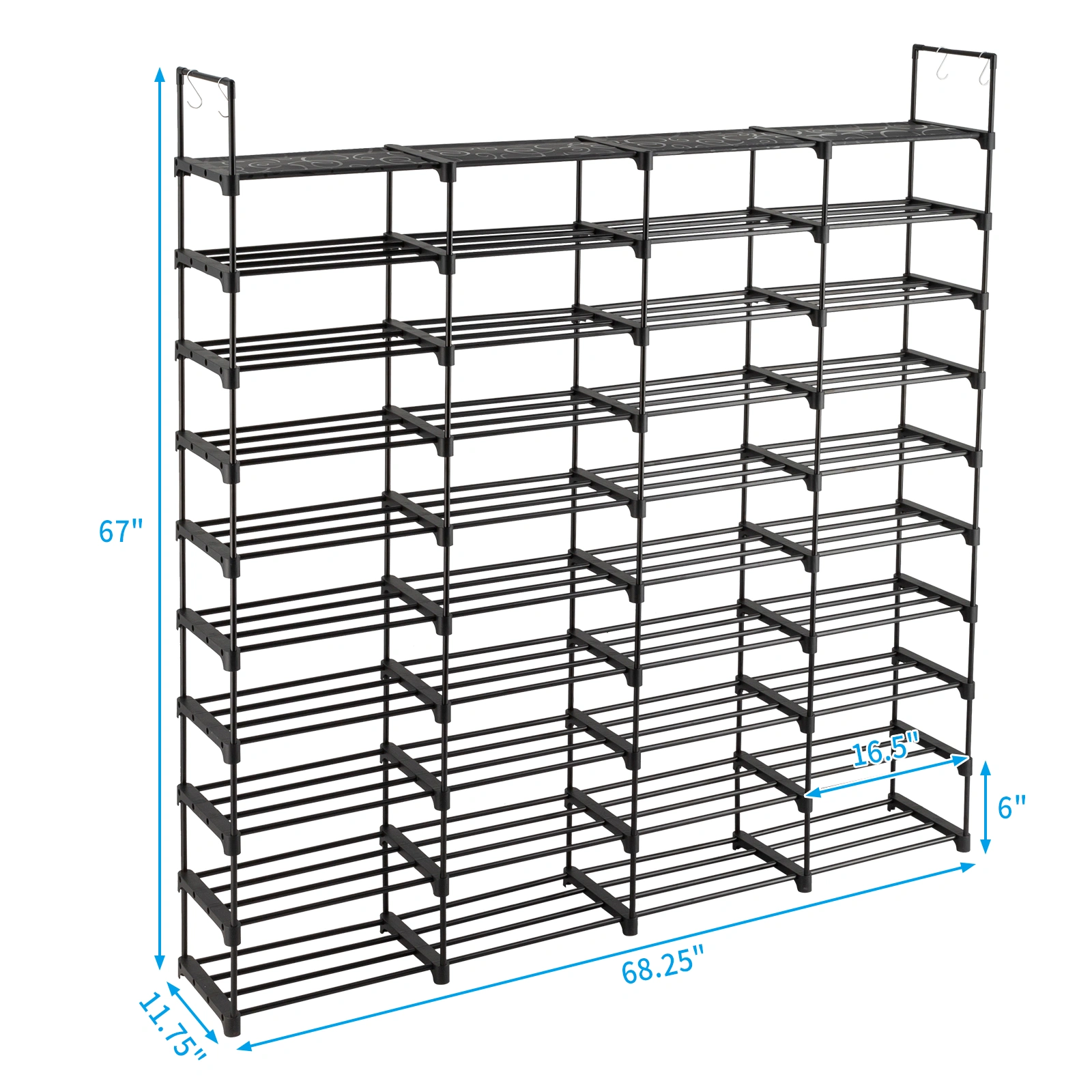 10 Tiers Shoe Rack Storage Organizer Shoe Shelf Organizer for Entryway Holds 80 Pairs Shoe, Stackable Shoe Cabinet Shoe Rack view 7