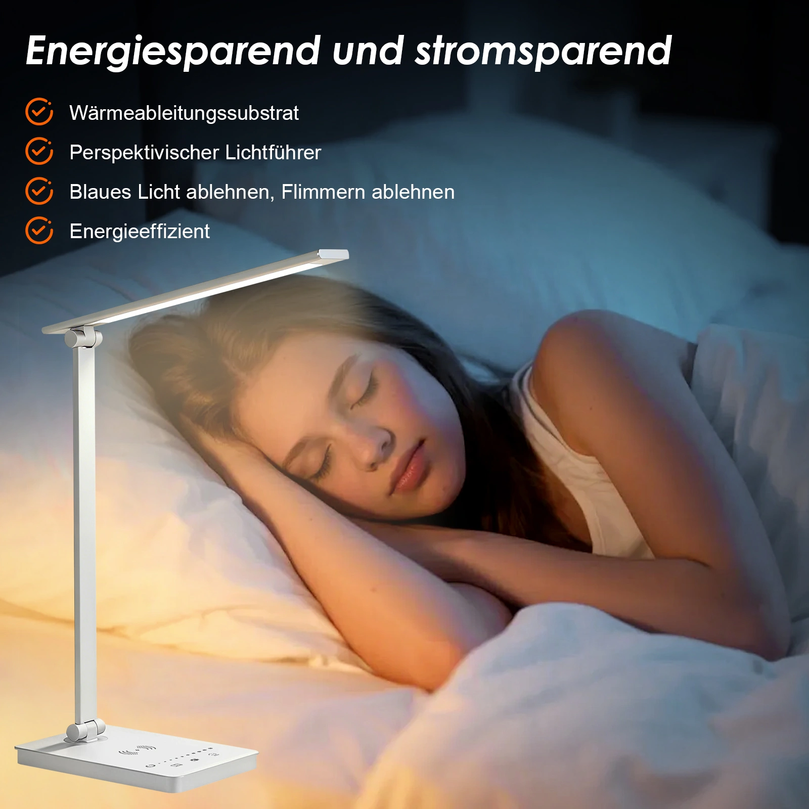 LED Desk Lamp 15W Dimmable Table Light, Eye Protection Mode, Built-in LED, USB Port, Adjustable Brightness view 3