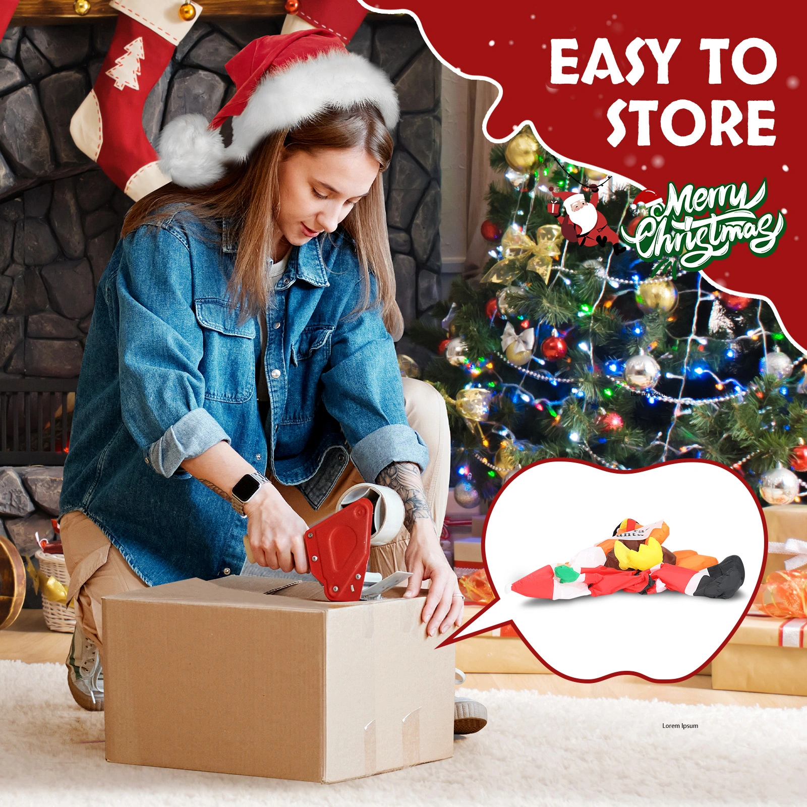 4.9 FT Lighted Christmas Inflatable Decoration, Inflatable Turkey Sitting on Santa Claus, Funny Blow Up Yard Decorations with Built-in LED Lights for Holiday Party Front Yard Lawn Garden Decor view 17
