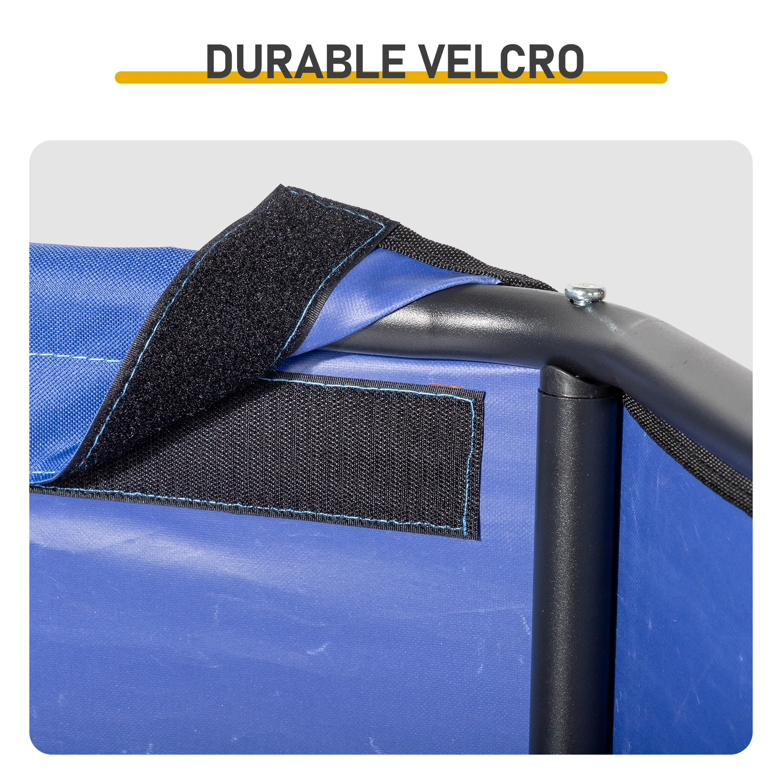 4*4*3.3FT Black Iron Pipe PVC Coated Polyester Tarpaulin Waterproof and UV-resistant Blue Pet Tent. Tarpaulin bottom is sewn together; top has Velcro closure view 8